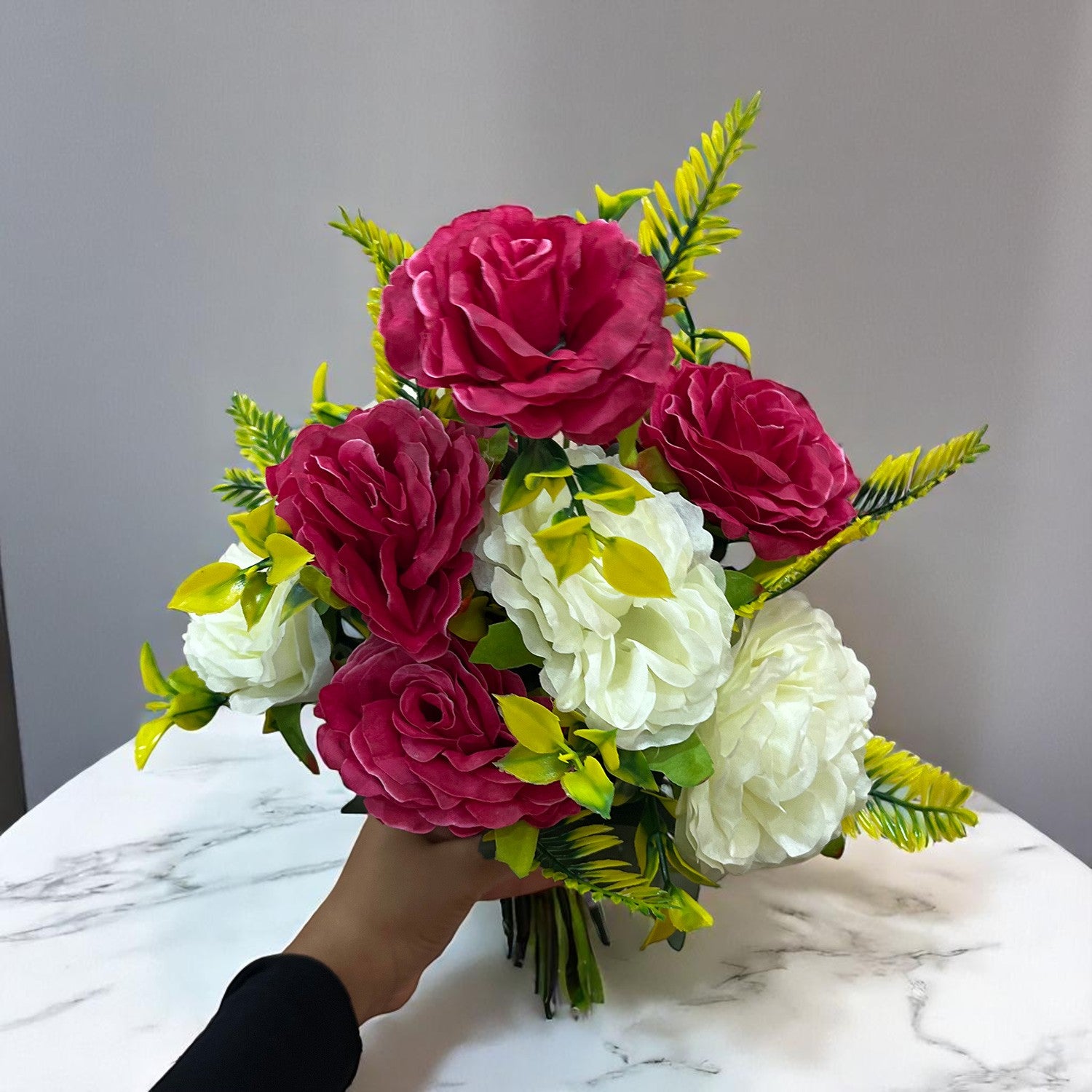 Artificial Flowers Rose Bunches for Vase Pot | Faux Flowers Stem - for Home Decor, Living Room, Office & Festivals Decoration (Vase Not Included) - 16 Inch - Apkamart #Style_Design 2