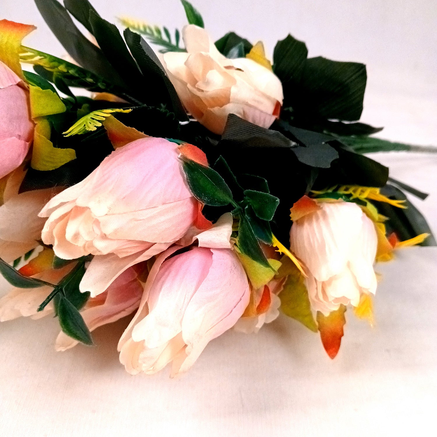 Artificial Flowers Rose Bunches for Vase Pot | Faux Flowers Stem - for Home Decor, Living Room, Office & Festivals Decoration (Vase Not Included) - 14 Inch - Apkamart #Colour_Pink