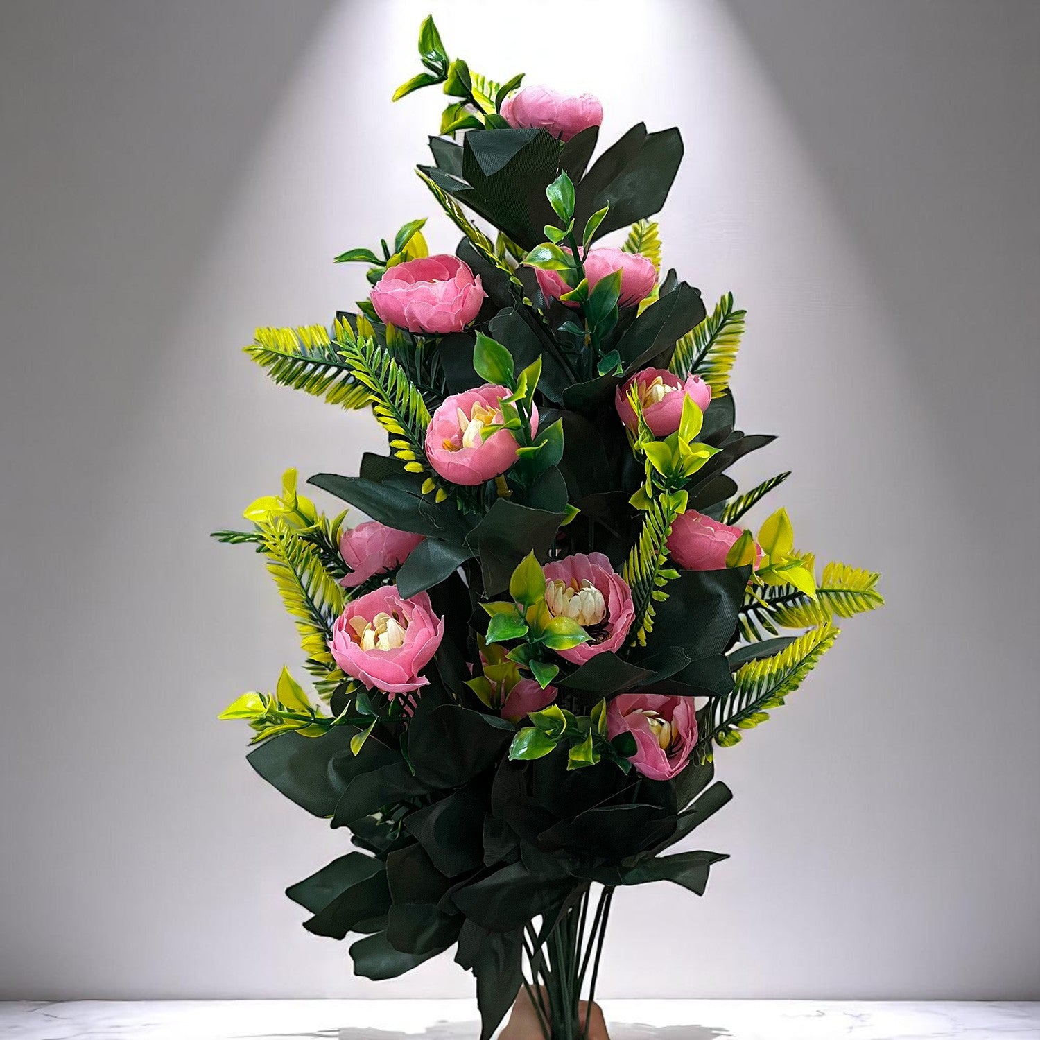 Artificial Flower Bouquets | Fake Flowers Bunch - for Vase, Home, Bedroom, Balcony, Office Corner, Living Room Decoration (Vase Not Included) - 26 Inch - Apkamart #Colour_Pink