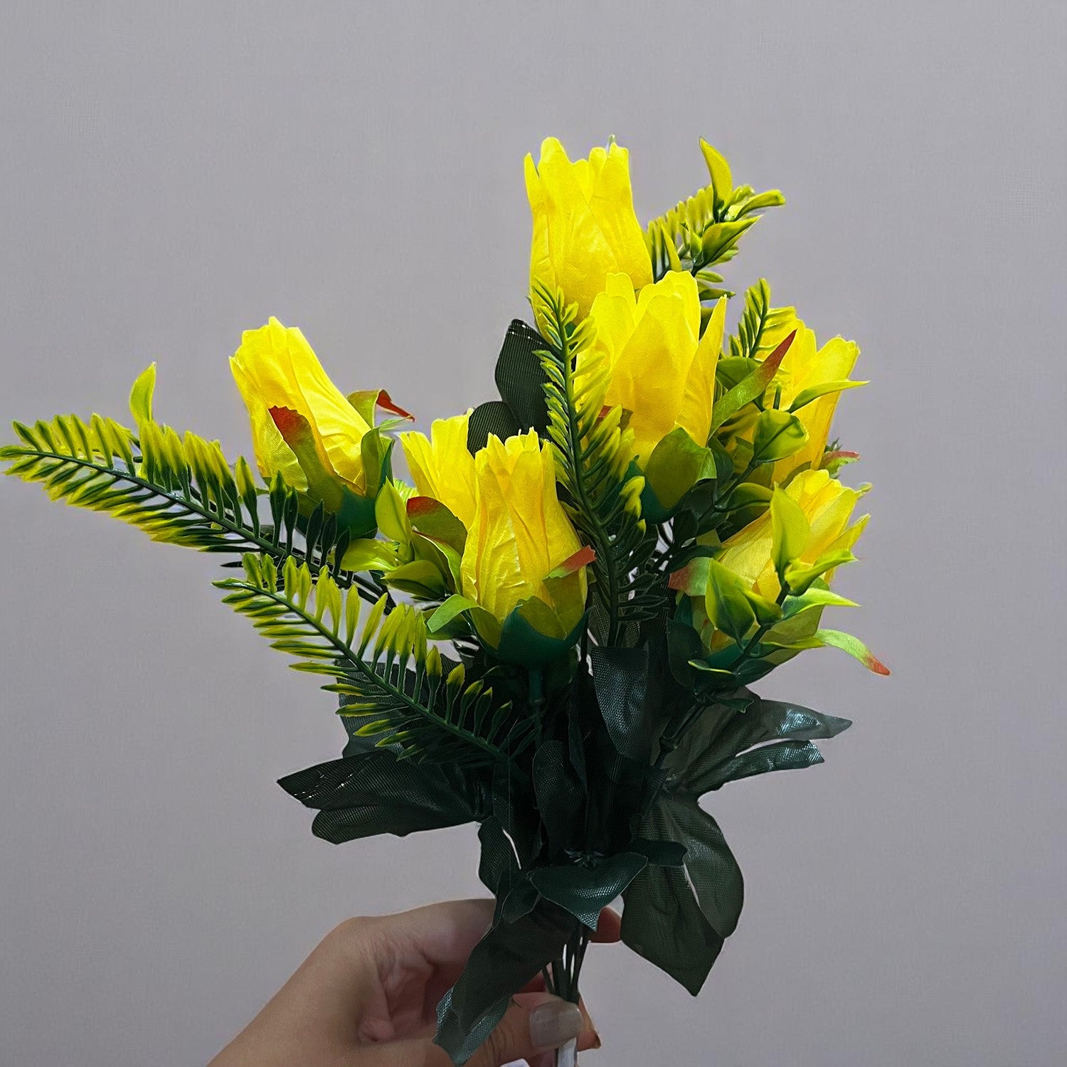 Artificial Flowers Rose Bunches for Vase Pot | Faux Flowers Stem - for Home Decor, Living Room, Office & Festivals Decoration (Vase Not Included) - 14 Inch - Apkamart #Colour_Yellow