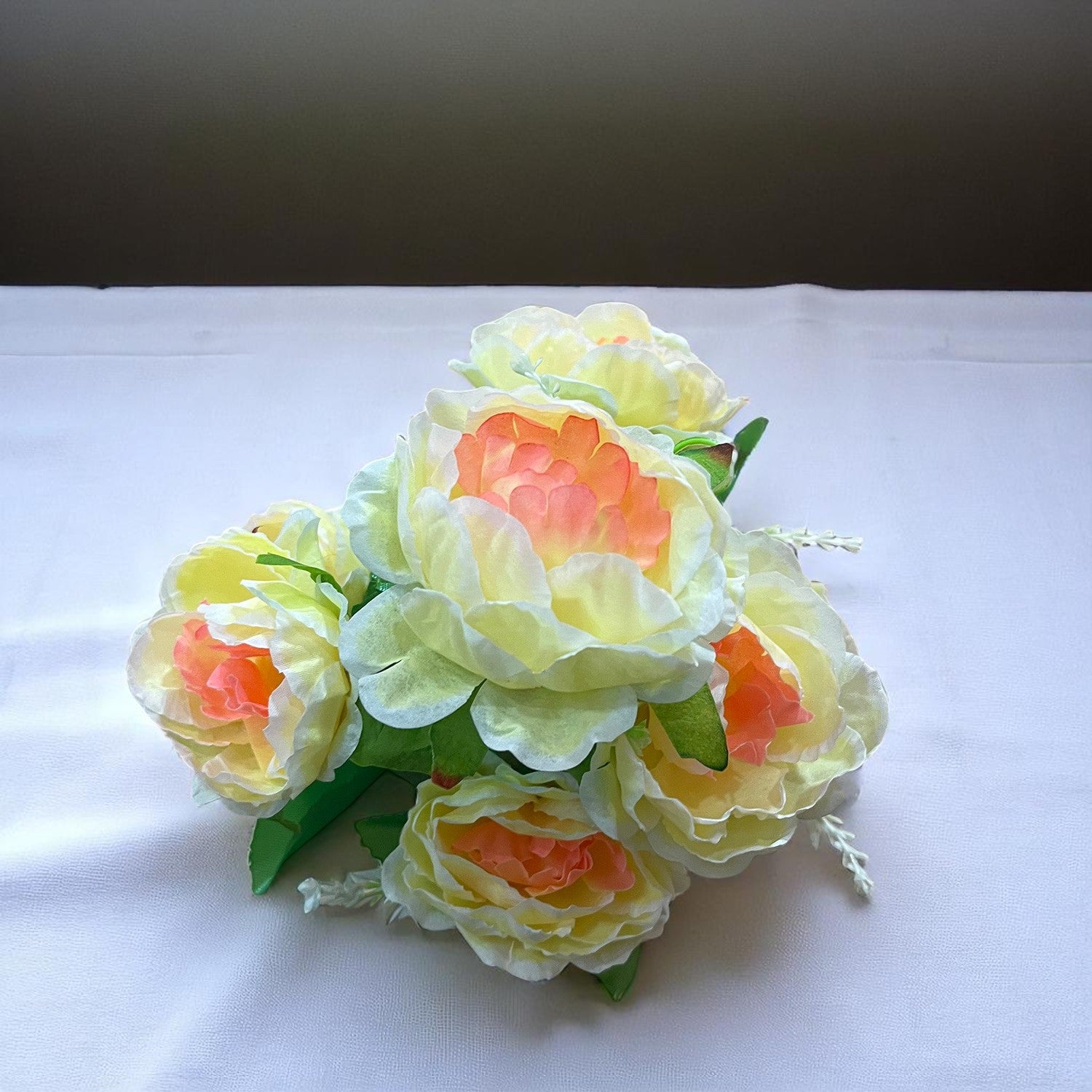 Artificial Flowers Rose Sticks | Faux Flowers Bunch - for Home Decor, Living Room, Office & Festivals Decoration (Vase Not Included) - 15 Inch - Apkamart #Colour_Off White