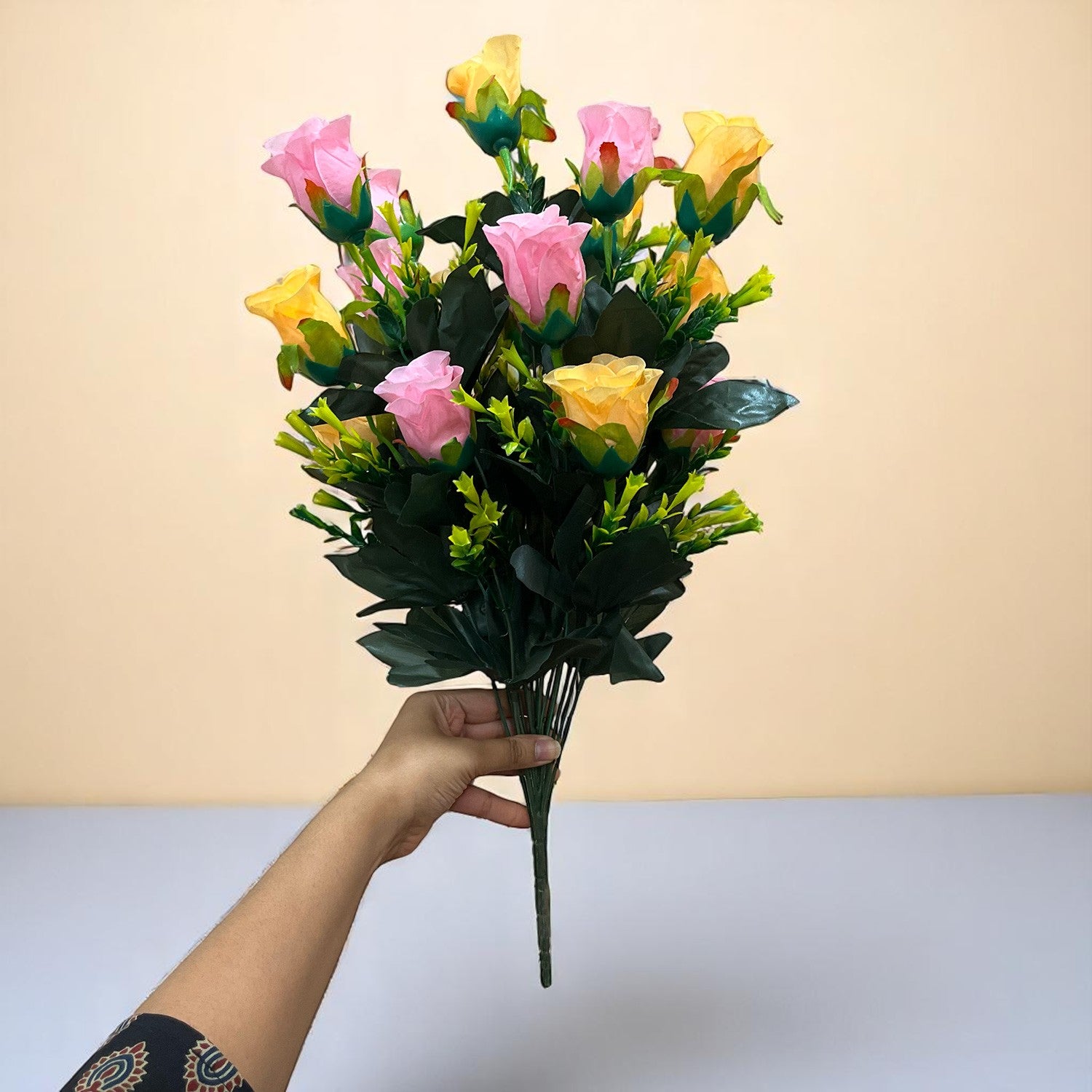 Artificial Rose Flower Bouquets | Faux Flowers Bunch - for Table Vase, Pot, Home Decor, Side Table Centerpiece - 29 Inch - Apkamart #Style_Design 1