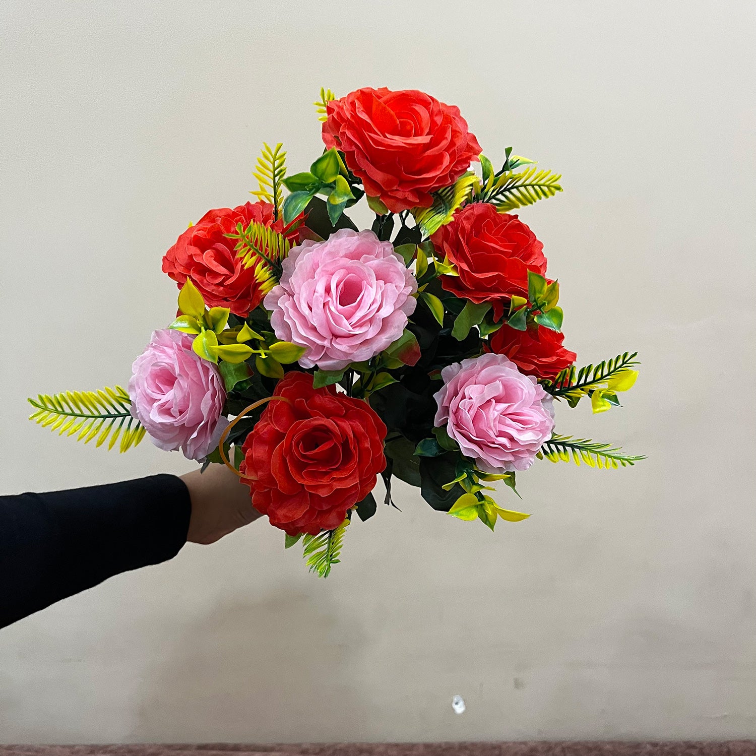 Artificial Flowers Rose Bunches for Vase Pot | Faux Flowers Stem - for Home Decor, Living Room, Office & Festivals Decoration (Vase Not Included) - 16 Inch - Apkamart #Style_Design 1