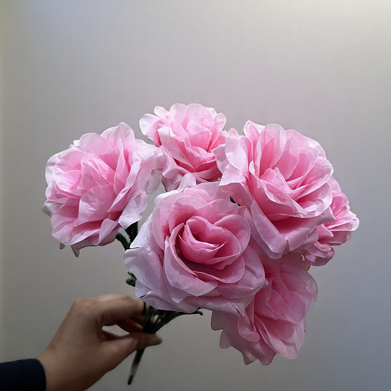 Artificial Flowers Rose Bunches for Vase Pot | Faux Flowers Sticks / Bouquet - for Home Decor, Living Room & Festivals Decoration (Vase Not Included) - 18 Inch - Apkamart #Colour_Pink