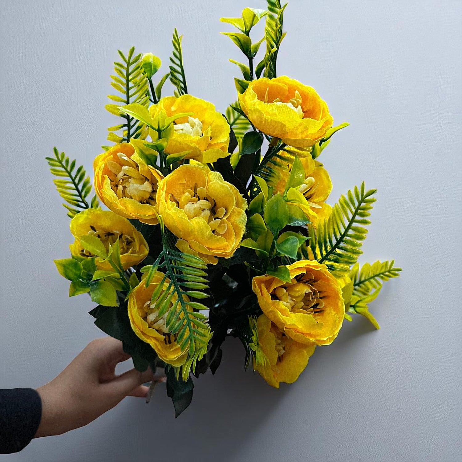 Artificial Flowers Rose Buoquet For Pot | Faux Flower Sticks - for Home Decor, Living Room, Office & Festivals Decoration (Vase Not Included) - 17 Inch - Apkamart #Colour_Yellow