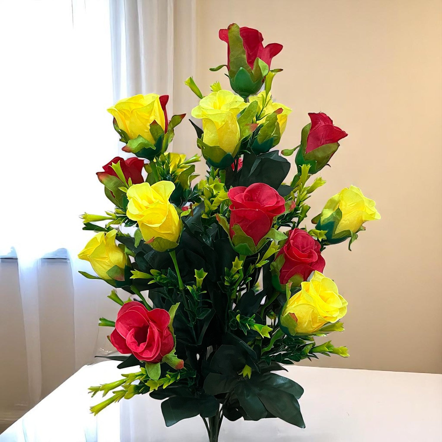 Artificial Rose Flower Bouquets | Faux Flowers Bunch - for Table Vase, Pot, Home Decor, Side Table Centerpiece - 29 Inch - Apkamart #Style_Design 2