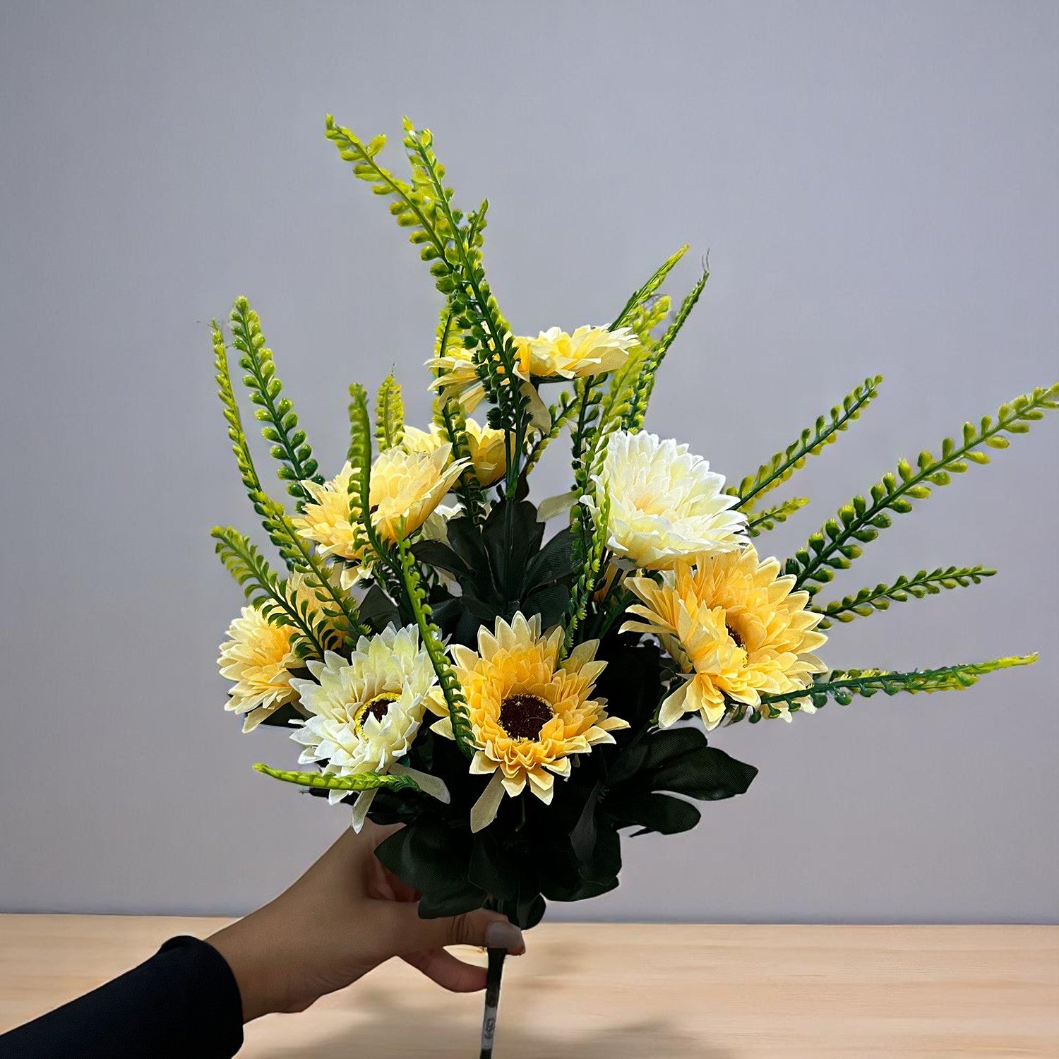 Artificial Flowers - Gerbera Daisy Bunches | Faux Flower Sticks - for Home Decor, Living Room & Festivals Decoration (Vase Not Included) - 14 Inch - Apkamart #Style_Design 3