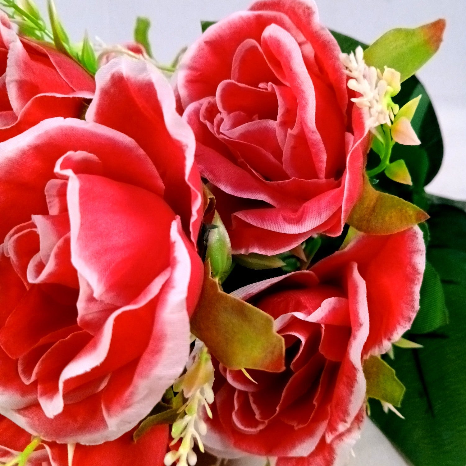 Artificial Rose Flower Bouquets | Faux Flowers Bunch - for Table Vase, Pot, Home Decor, Living Room, Side Table Centerpiece - 17 Inch - Apkamat #Style_Design 2