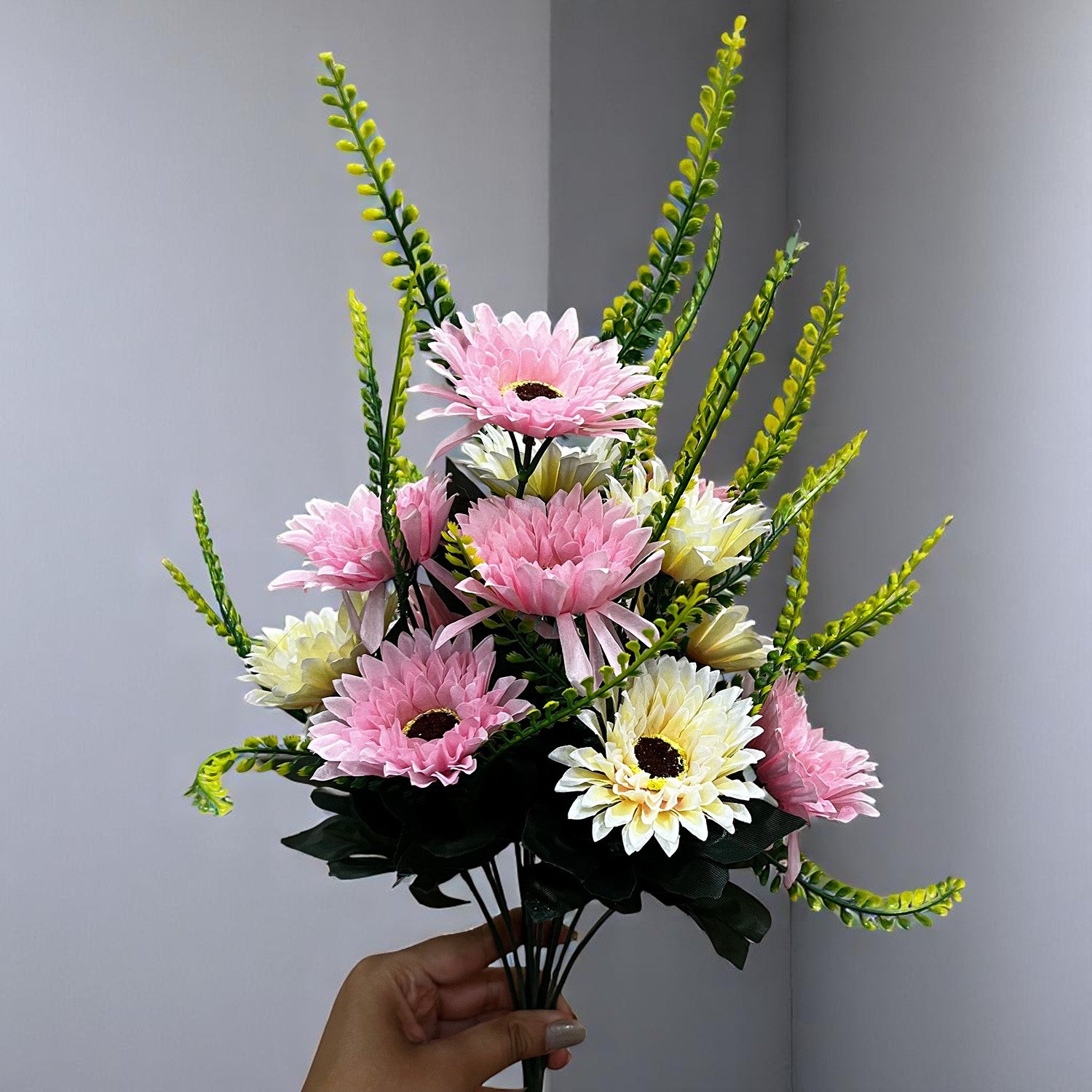 Artificial Flowers - Gerbera Daisy Bunches | Faux Flower Sticks - for Home Decor, Living Room & Festivals Decoration (Vase Not Included) - 14 Inch - Apkamart #Style_Design 2
