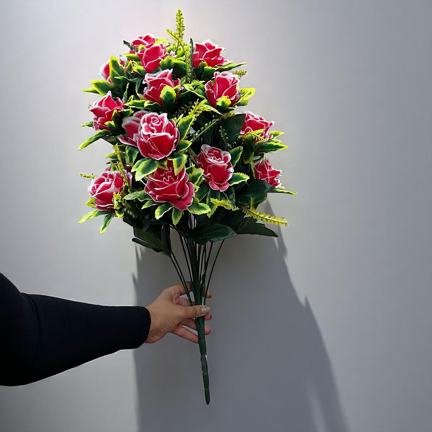 Artificial Flowers Rose Bunches for Vase | Faux Flowers Stem - for Home Decor, Living Room, Office & Festivals Decoration (Vase Not Included) - 27 Inch - Apkamart #Colour_Pink