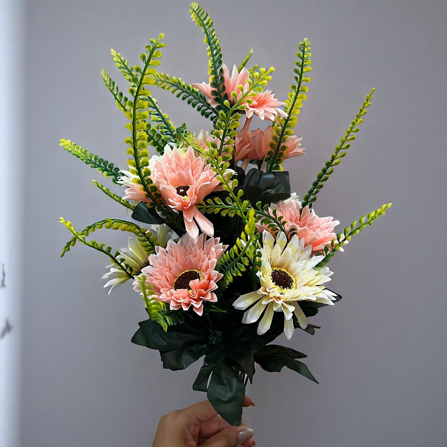 Artificial Flowers - Gerbera Daisy Bunches | Faux Flower Sticks - for Home Decor, Living Room, Office & Festivals Decoration (Vase Not Included) - 14 Inch - Apkamart #Style_Design 1