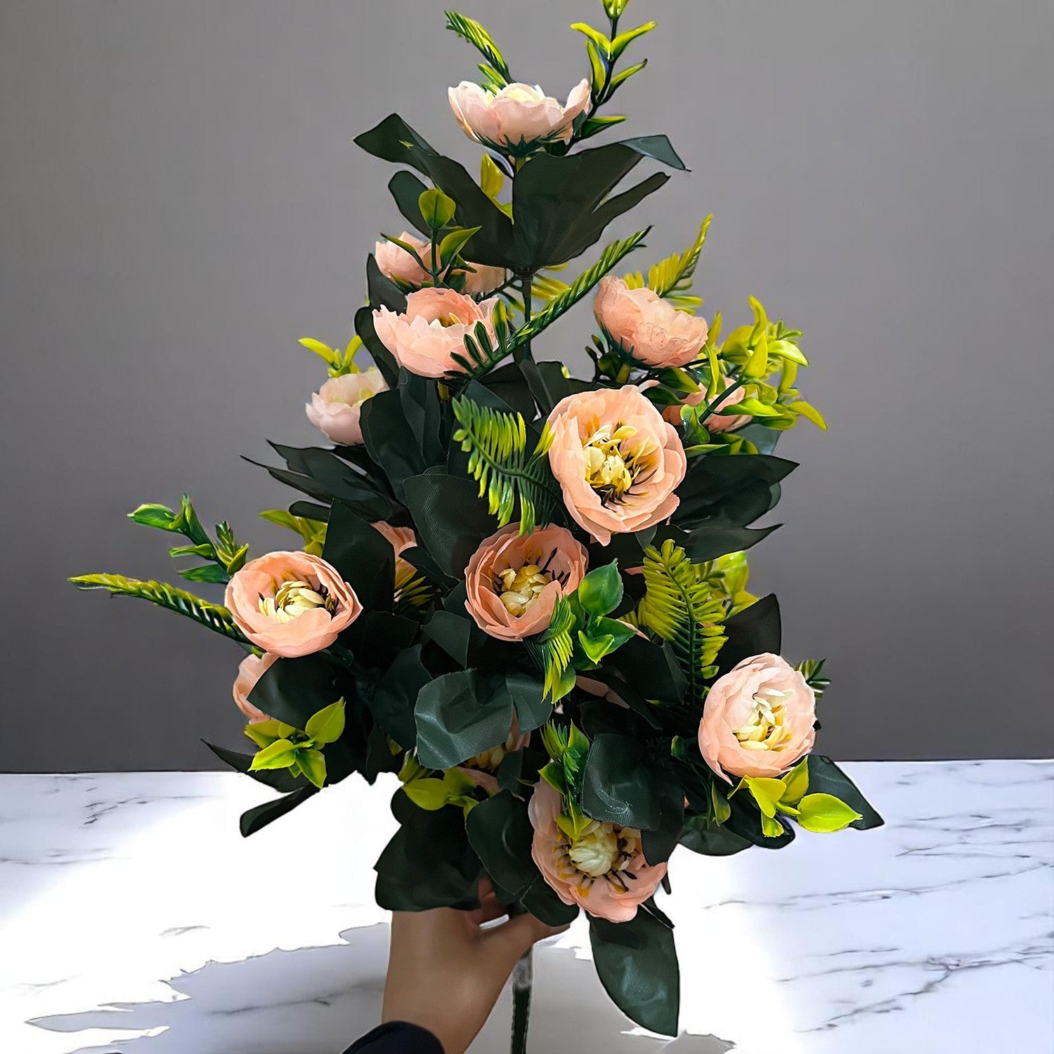 Artificial Flower Bouquets | Fake Flowers Bunch - for Vase, Home, Bedroom, Balcony, Office Corner, Living Room Decoration (Vase Not Included) - 26 Inch - Apkamart #Colour_Orange