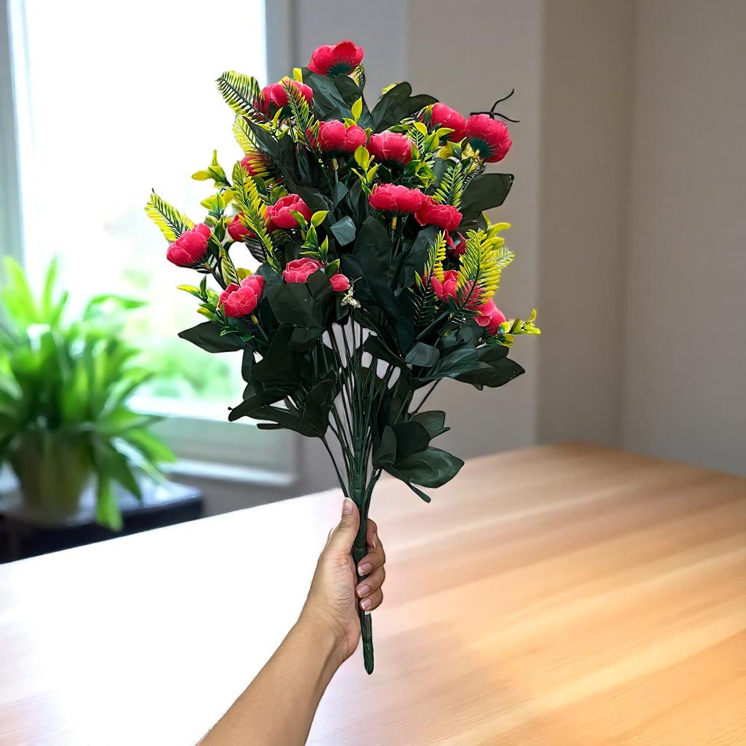 Artificial Flower Bouquets | Fake Flowers Bunch - For Vase, Home, Bedroom, Balcony, Office Corner, Living Room - 26 Inch - Apkamart #Colour_Pink