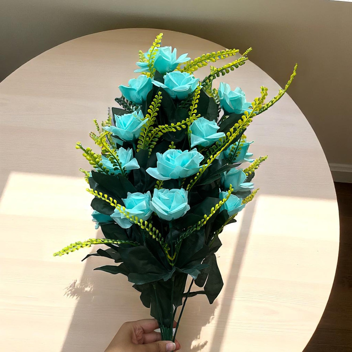 Artificial Flower Rose Bouquets | Faux Flowers Bunch - for Table Vase, Pot, Home Decor, Living Room, Side Table Centerpiece - 26 Inch - Apkamart #Colour_Multicolor