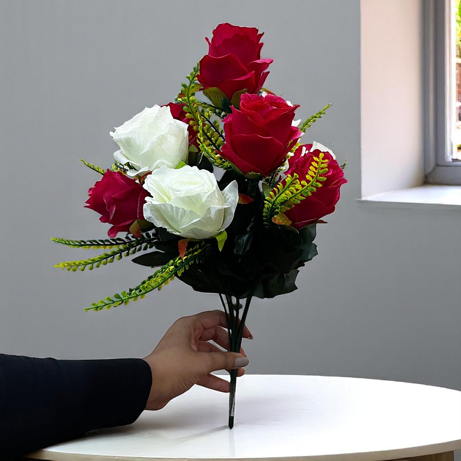 Artificial Flower Wall Hanging | Fake Creeper Flowers With Metal Stand Wall Mount - for Home Decor, Living Room, Balcony, Entrance Decoration - Apkamart #Style_Design 1