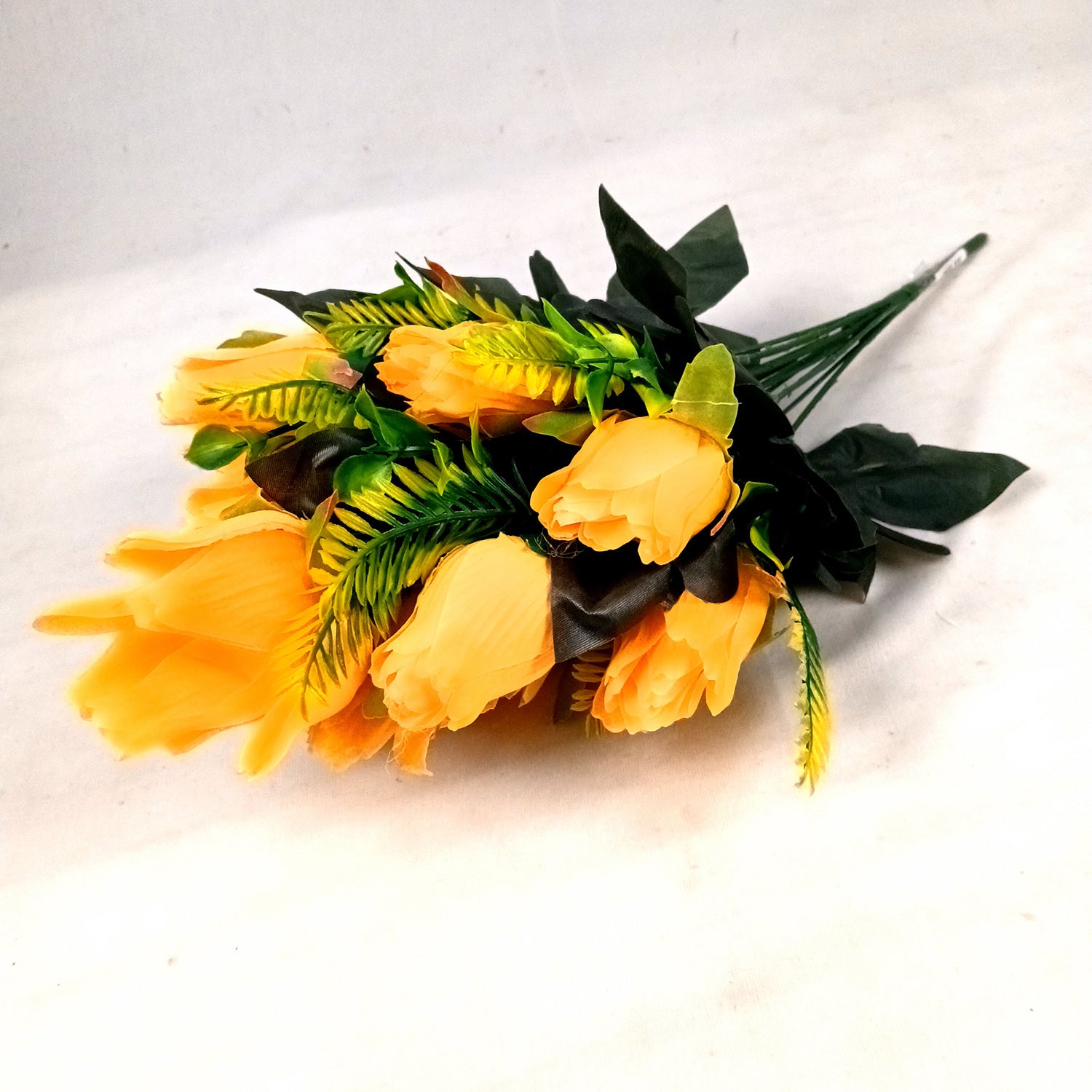 Artificial Flowers Rose Sticks | Faux Flowers Bunch / Bouquet - for Home Decor, Living Room, Office & Festivals Decoration (Vase Not Included) - 15 Inch - Apkamart #Colour_Orange