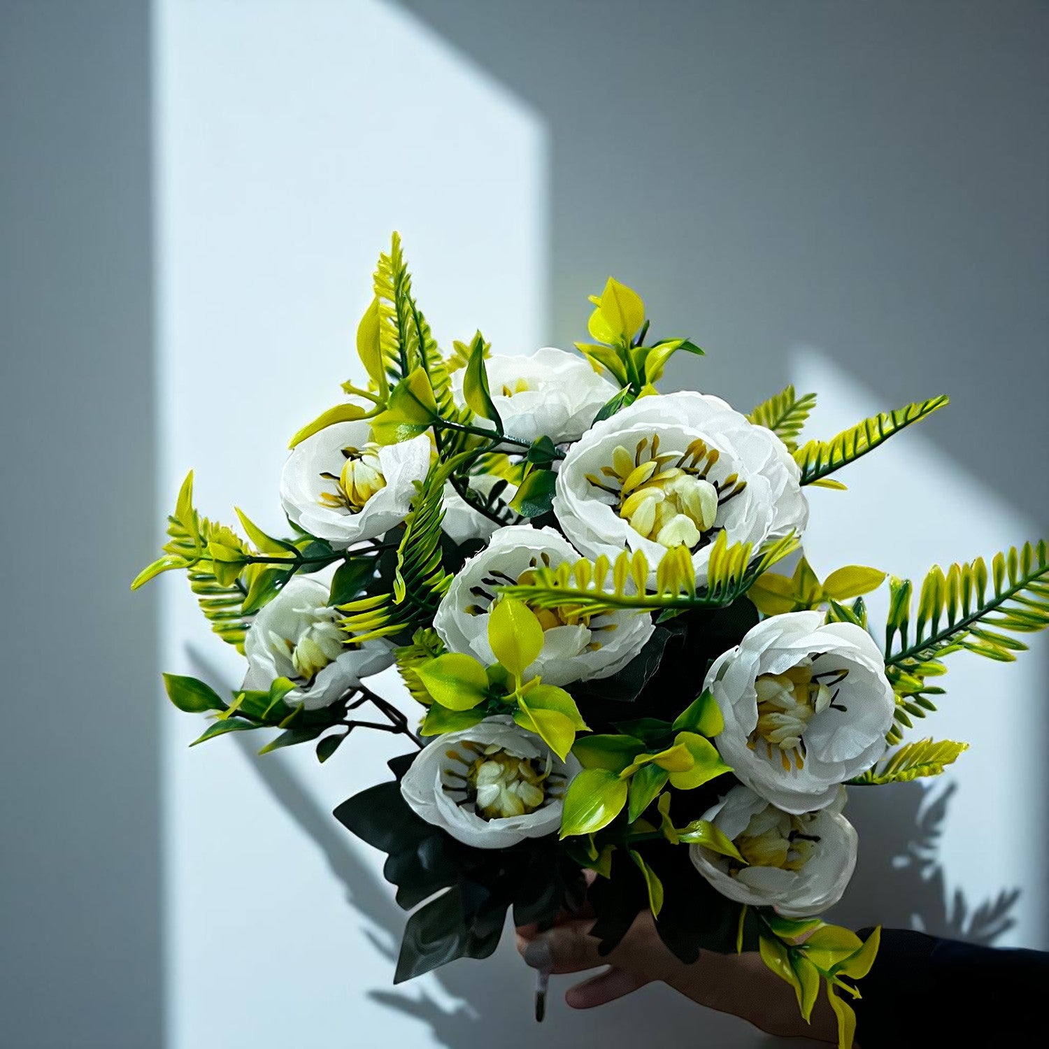 Artificial Flower Plant With Fruits | Decorative Flowers Bunch & Stems - for Table Vase, Pot, Home Decor, Living Room, Side Table Centerpiece & Festival Decoration - Apkamart #Color_White