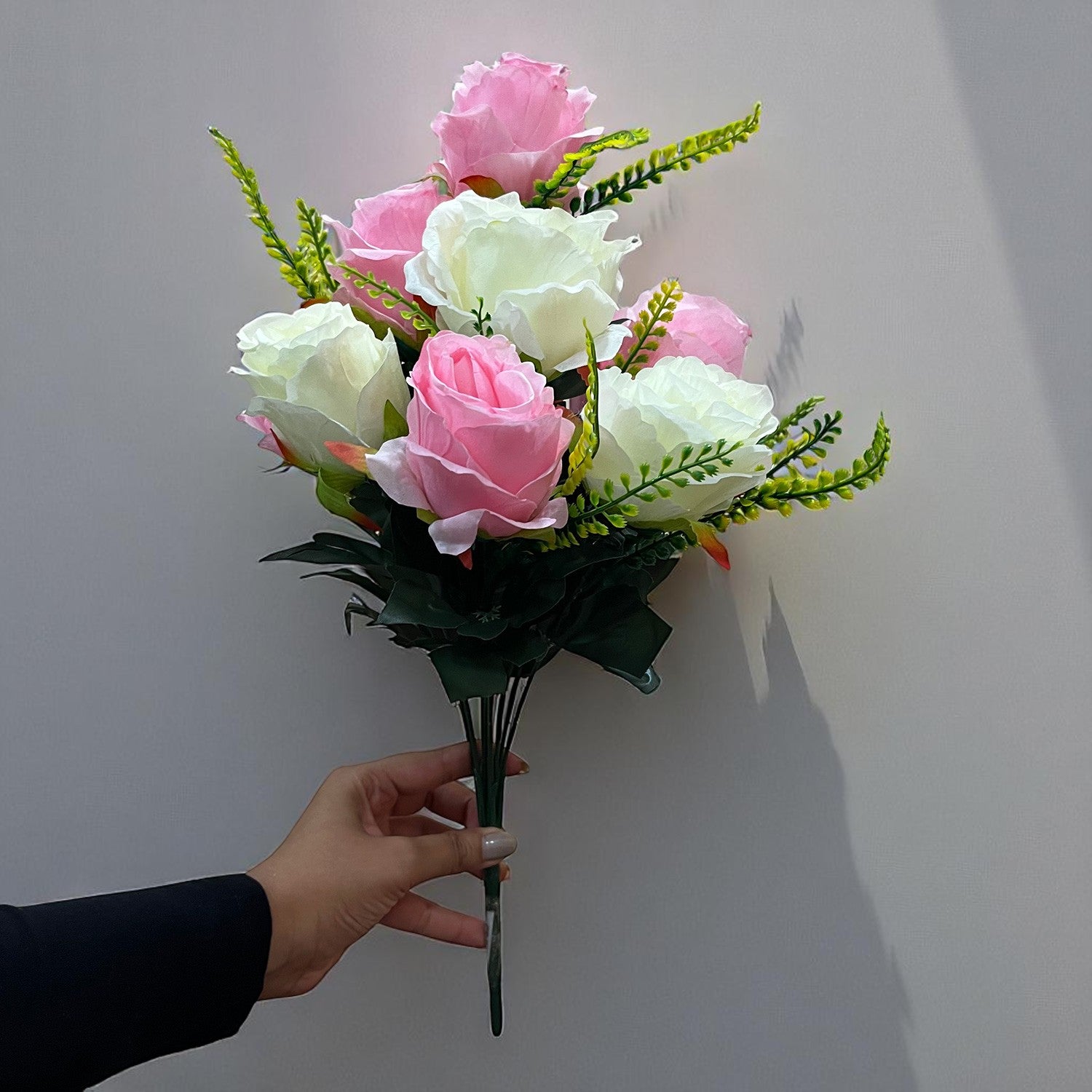 Artificial Flower Plant - Cherry Blossom | Decorative Flowers Bunch & Stems - for Table Vase, Pot, Home Decor, Living Room, Side Table Centerpiece & Festival Decoration - Apkamart #Color_Pink & White