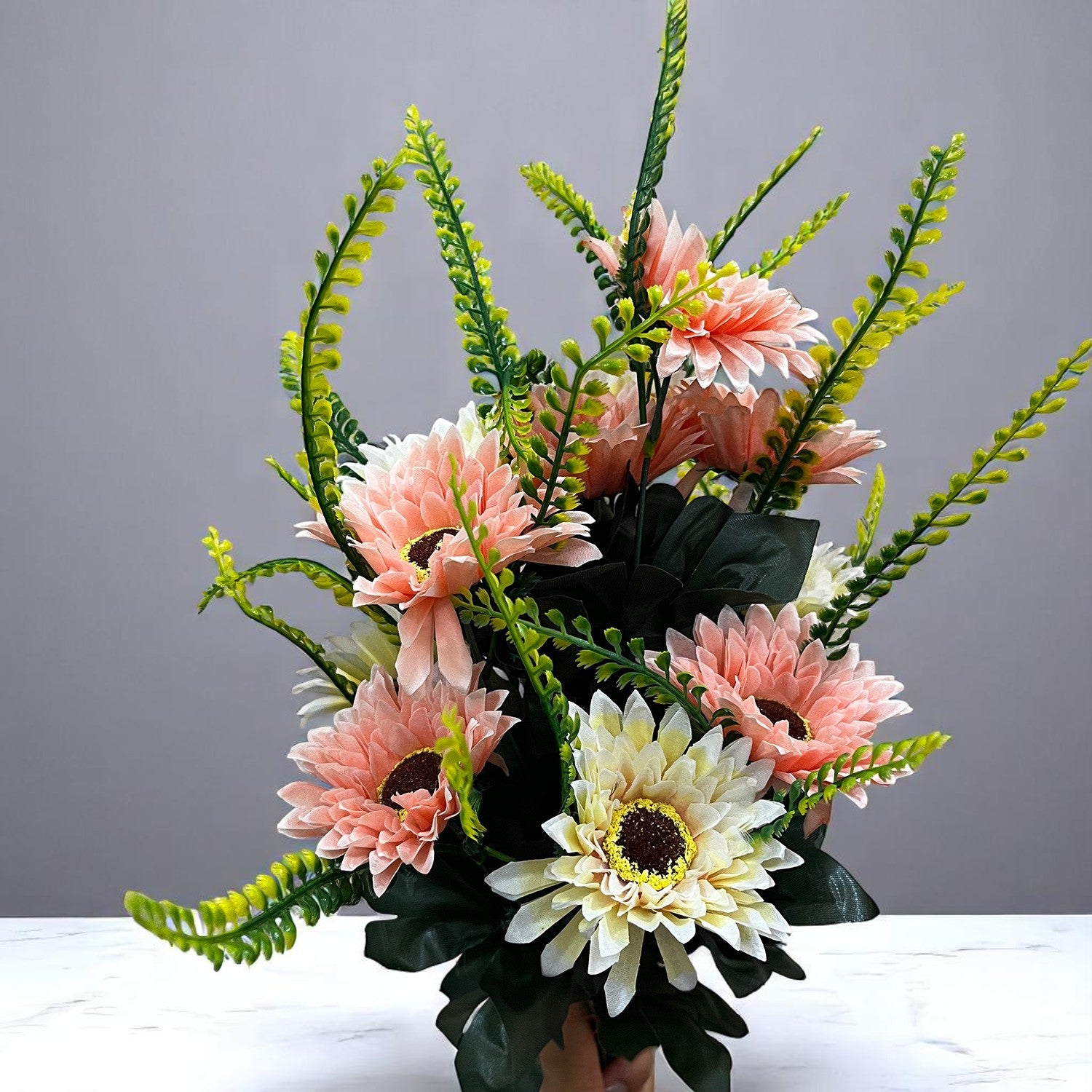 Artificial Flowers - Gerbera Daisy Bunches | Faux Flower Sticks - for Home Decor, Living Room, Office & Festivals Decoration (Vase Not Included) - 14 Inch - Apkamart #Style_Design 1