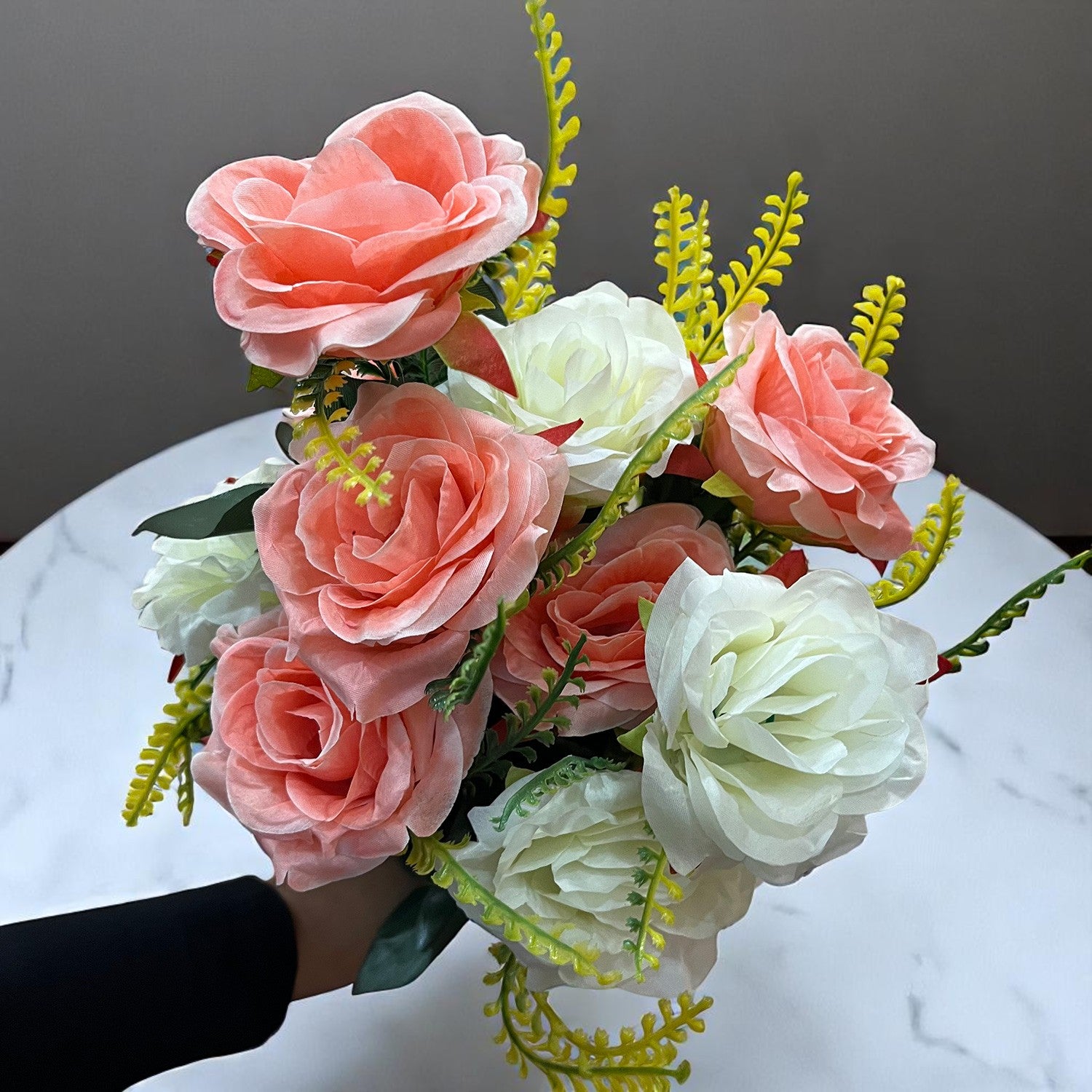 Artificial Flowers Rose Bunches for Vase Pot | Faux Flowers Stem - for Home Decor, Living Room, Office & Festivals Decoration (Vase Not Included) - 16 Inch - Apkamart #Style_Design 2