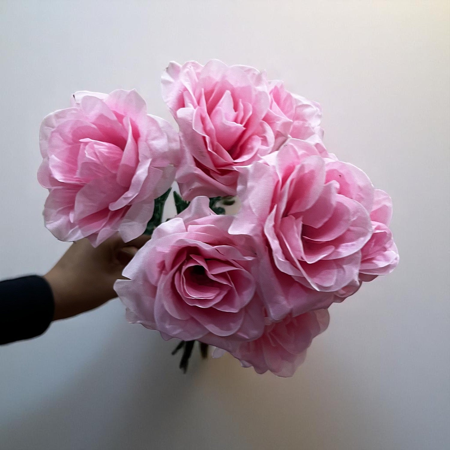 Artificial Flowers Rose Bunches for Vase Pot | Faux Flowers Sticks / Bouquet - for Home Decor, Living Room & Festivals Decoration (Vase Not Included) - 18 Inch - Apkamart #Colour_Pink