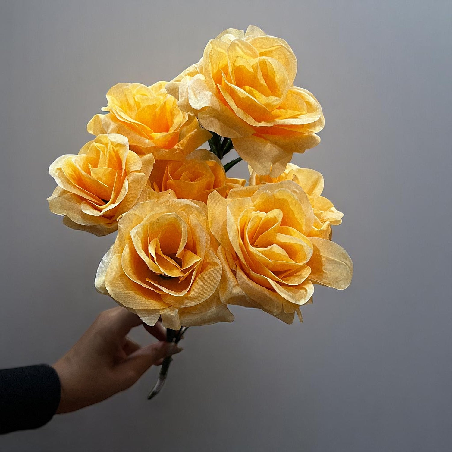 Artificial Flowers Rose Bunches for Vase Pot | Faux Flowers Stem - for Home Decor, Living Room, Office & Festivals Decoration (Vase Not Included) - 18 Inch - Apkamart #Colour_Orange