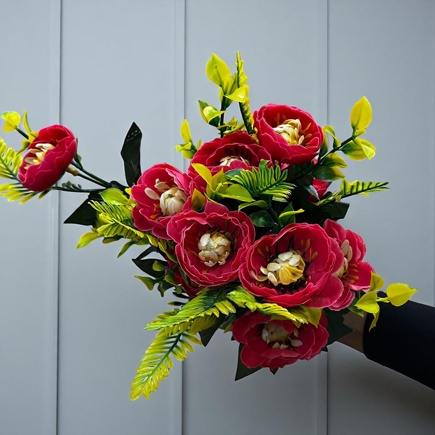 Artificial Flower Plant With Fruits | Decorative Flowers Bunch & Stems - for Table Vase, Pot, Home Decor, Living Room, Side Table Centerpiece & Festival Decoration - Apkamart #Color_Pink