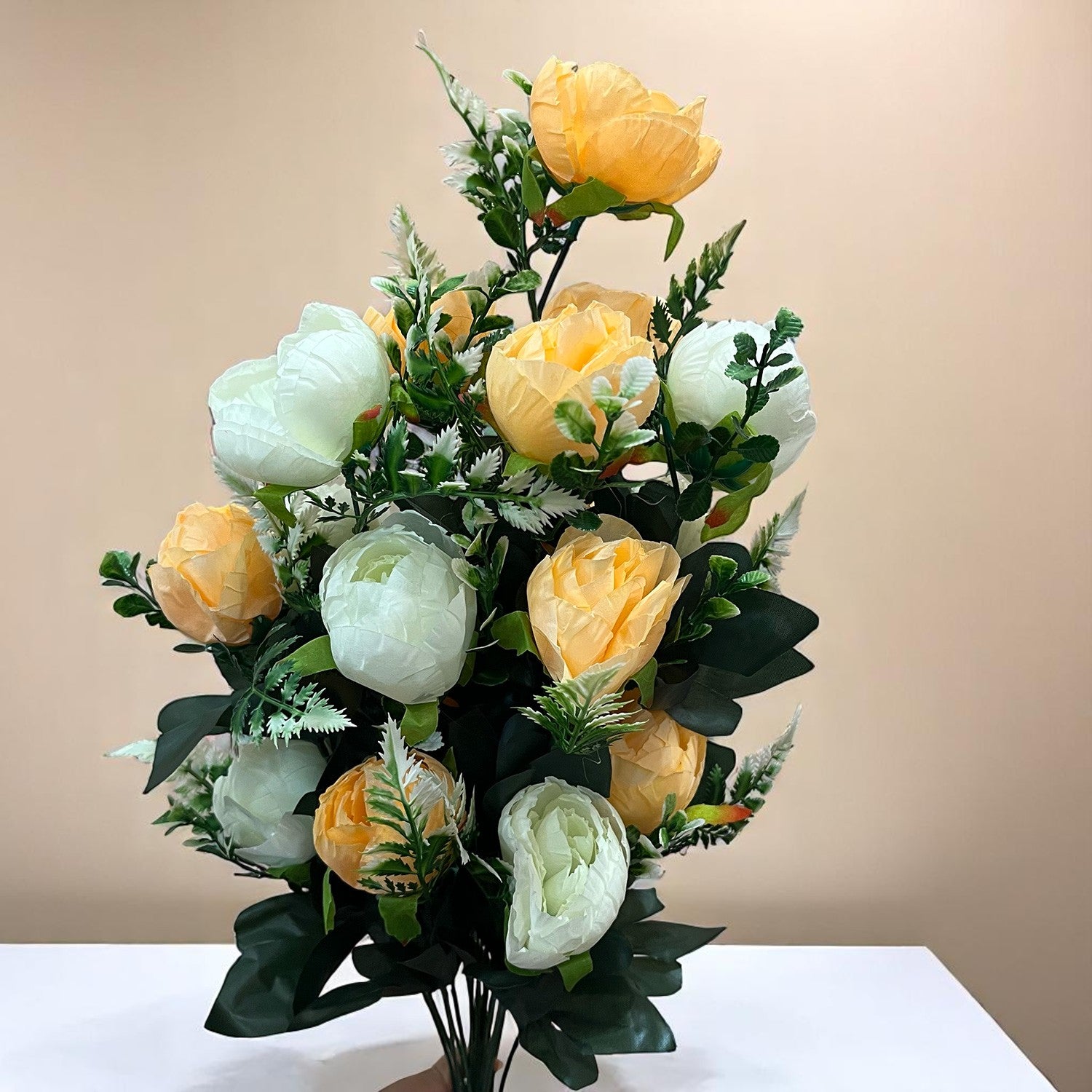 Artificial Rose Flowers With Pot | Faux Flowers Bunch - for Home Decor, Living Room, Side Table, Centerpiece - 26 Inch - Apkamart #Style_Design 2