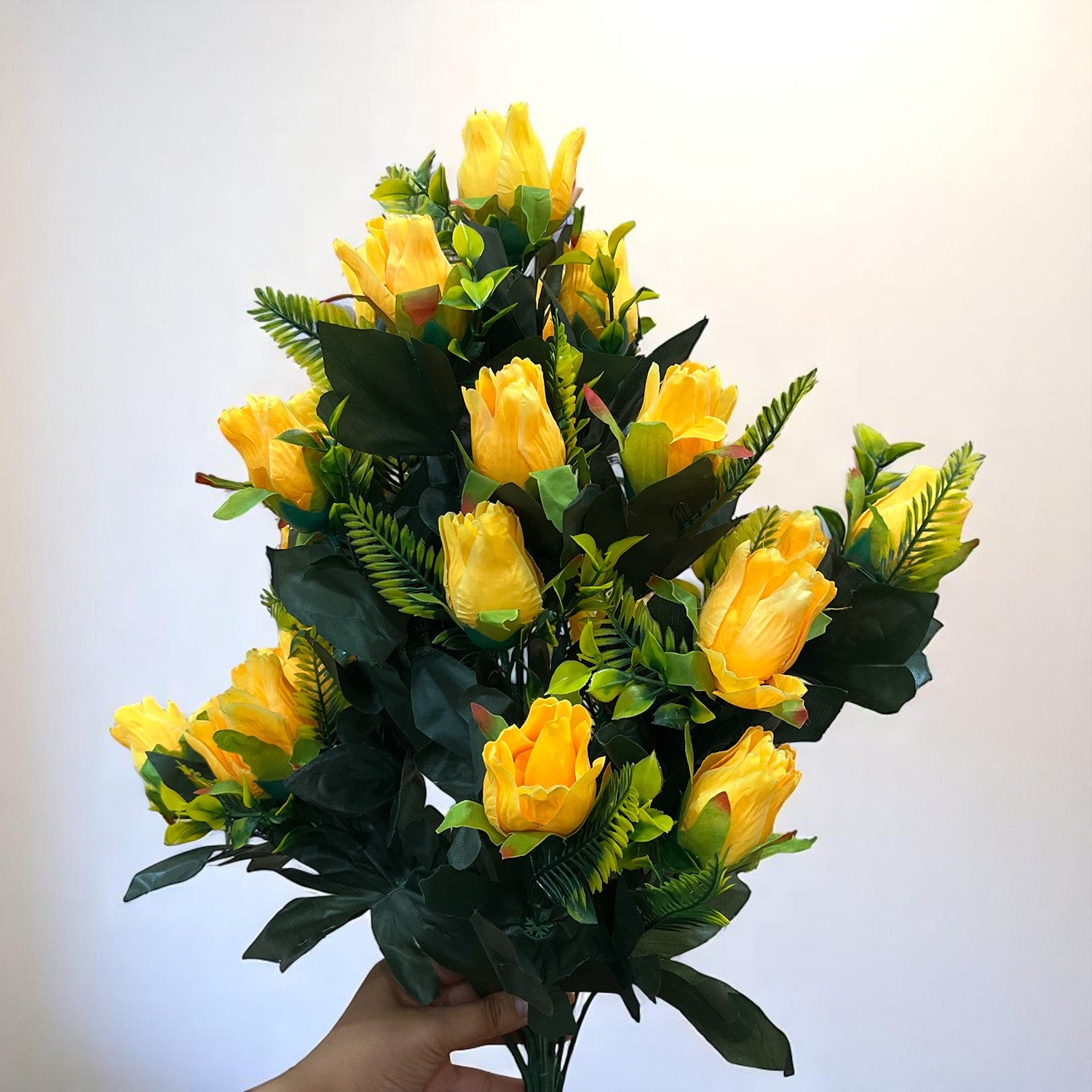 Artificial Flower Rose Bouquets | Fake Flowers Bunch - For Vase, Pot, Home, Balcony, Office Corner, Living Room - 26 Inch - Apkamart #Colour_Yellow