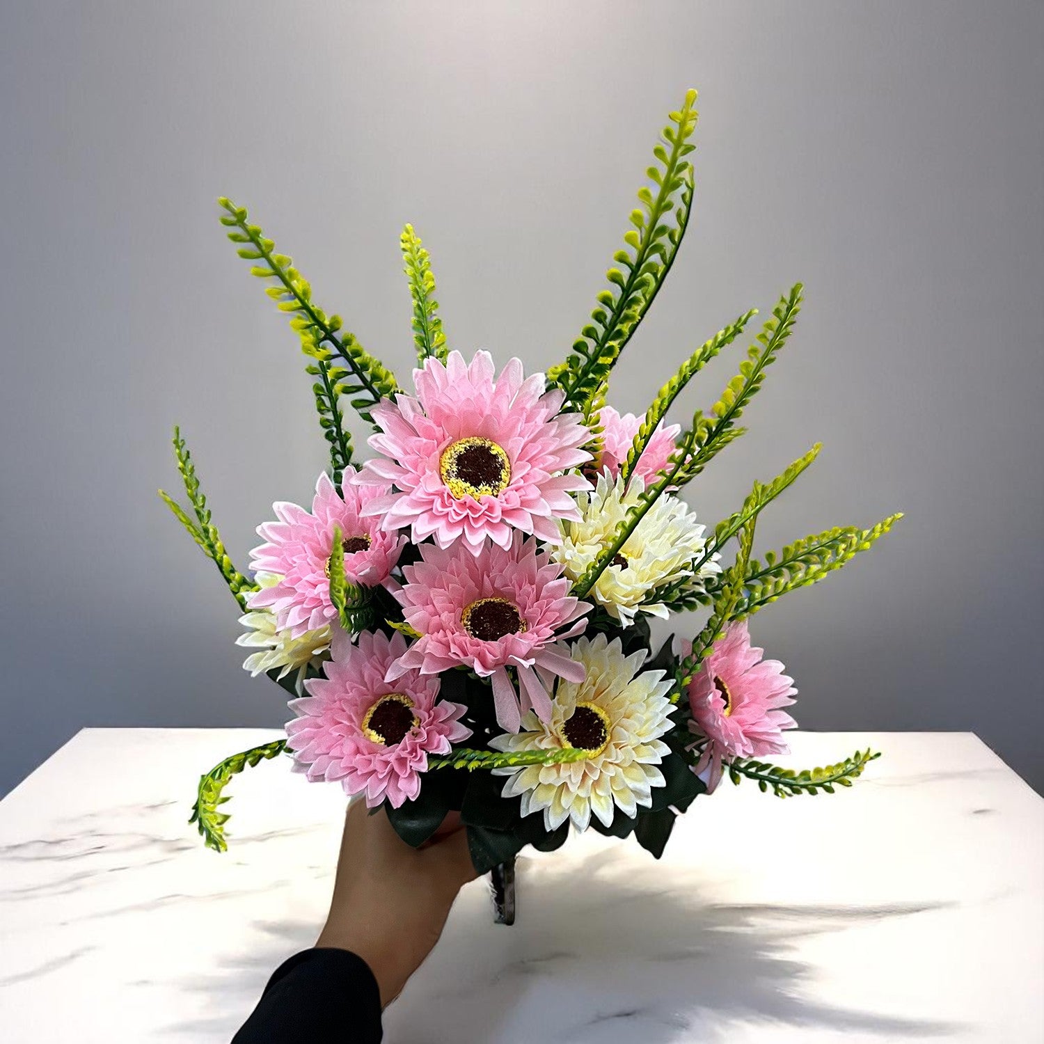Artificial Flowers - Gerbera Daisy Bunches | Faux Flower Sticks - for Home Decor, Living Room & Festivals Decoration (Vase Not Included) - 14 Inch - Apkamart #Style_Design 2