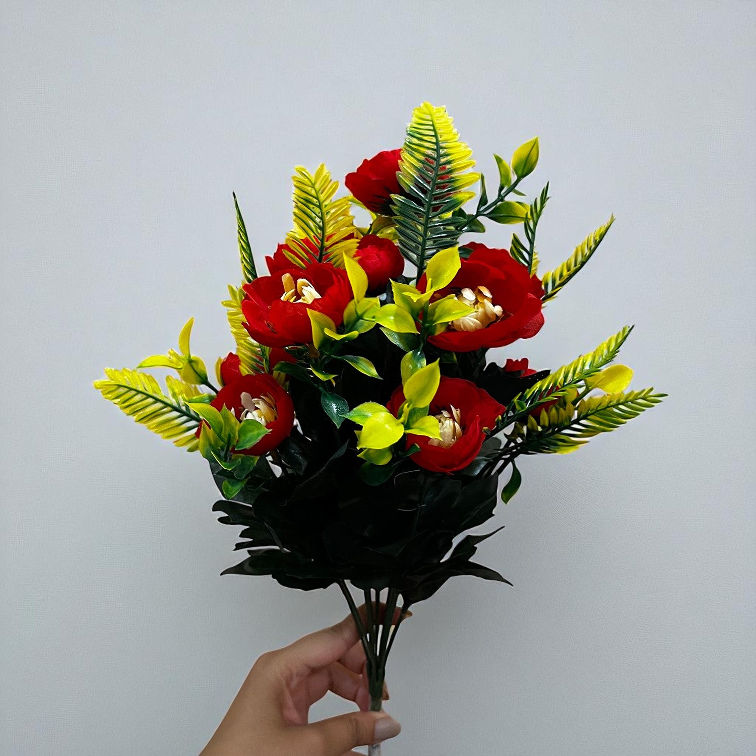 Artificial Flower Plant With Fruits | Decorative Flowers Bunch & Stems - for Table Vase, Pot, Home Decor, Living Room, Side Table Centerpiece & Festival Decoration - Apkamart #Color_Red