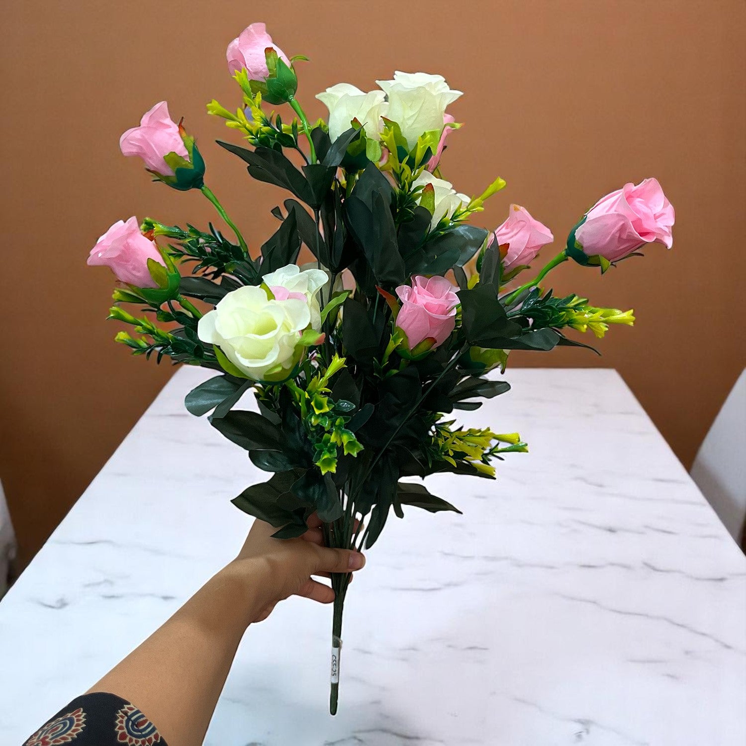 Artificial Flower Bouquets | Faux Flowers Bunch - for Table Vase, Pot, Home Decor, Living Room, Side Table Centerpiece - 29 Inch - Apkamart #Style_Design 1