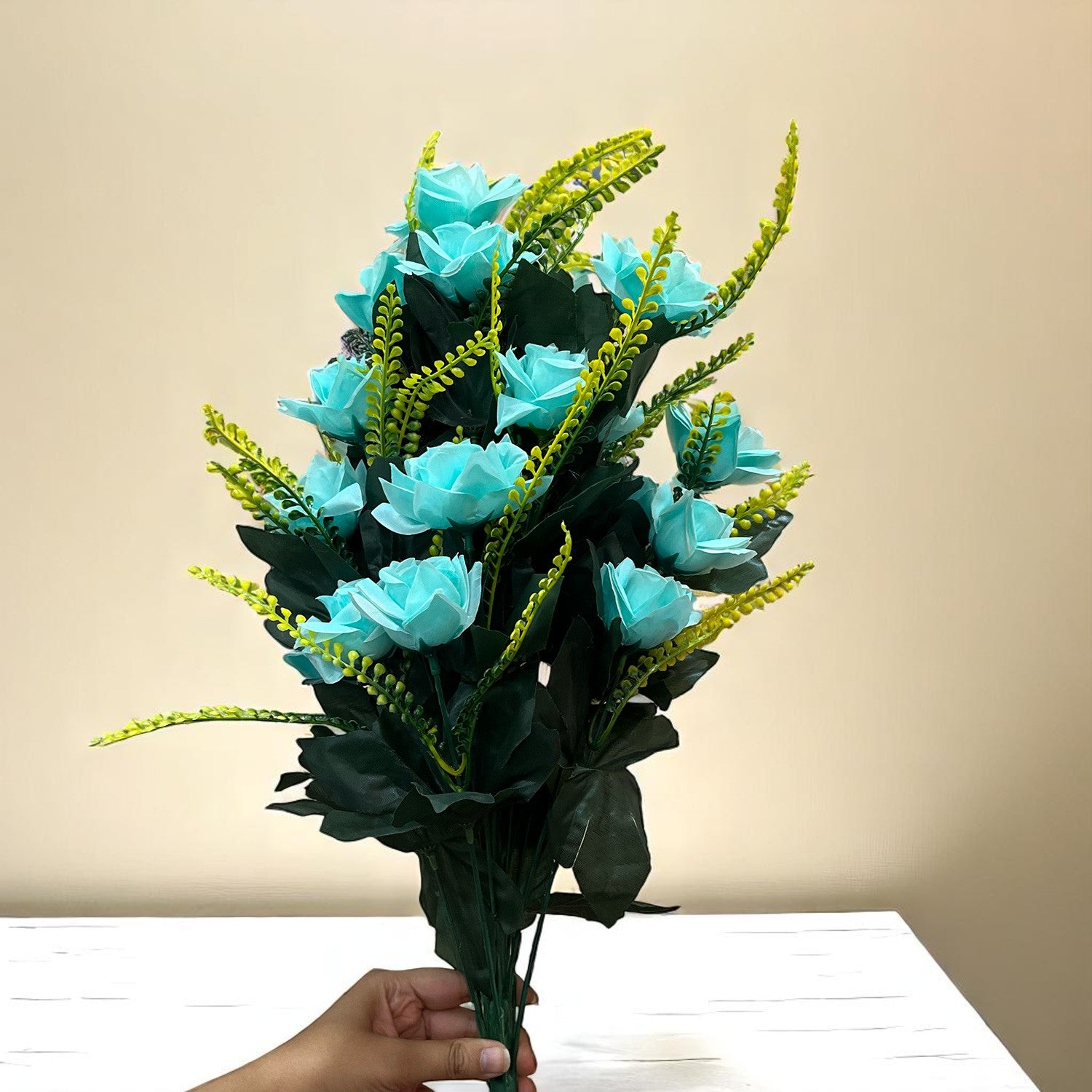 Artificial Flower Rose Bouquets | Faux Flowers Bunch - for Table Vase, Pot, Home Decor, Living Room, Side Table Centerpiece - 26 Inch - Apkamart #Colour_Multicolor