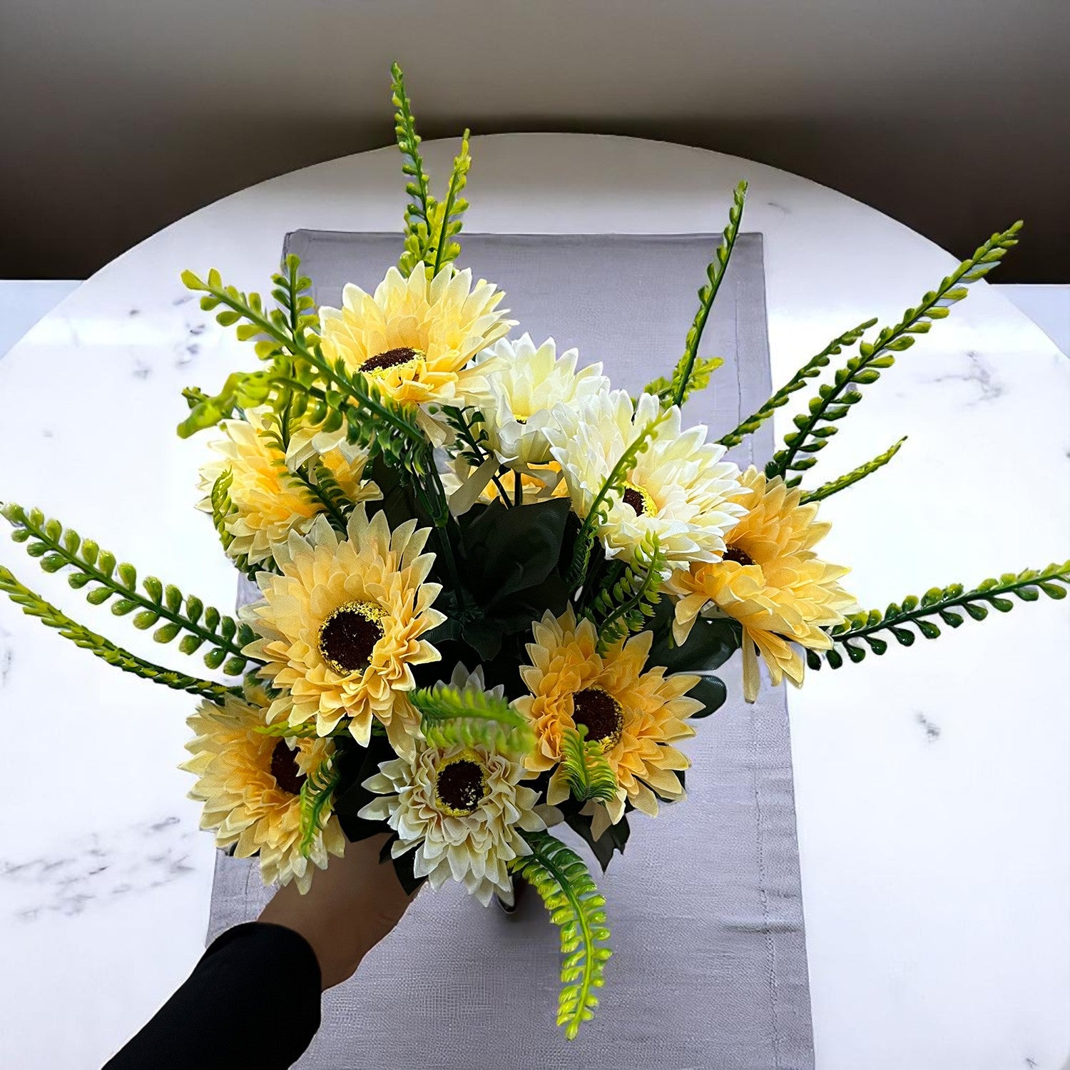 Artificial Flowers - Gerbera Daisy Bunches | Faux Flower Sticks - for Home Decor, Living Room & Festivals Decoration (Vase Not Included) - 14 Inch - Apkamart #Style_Design 3