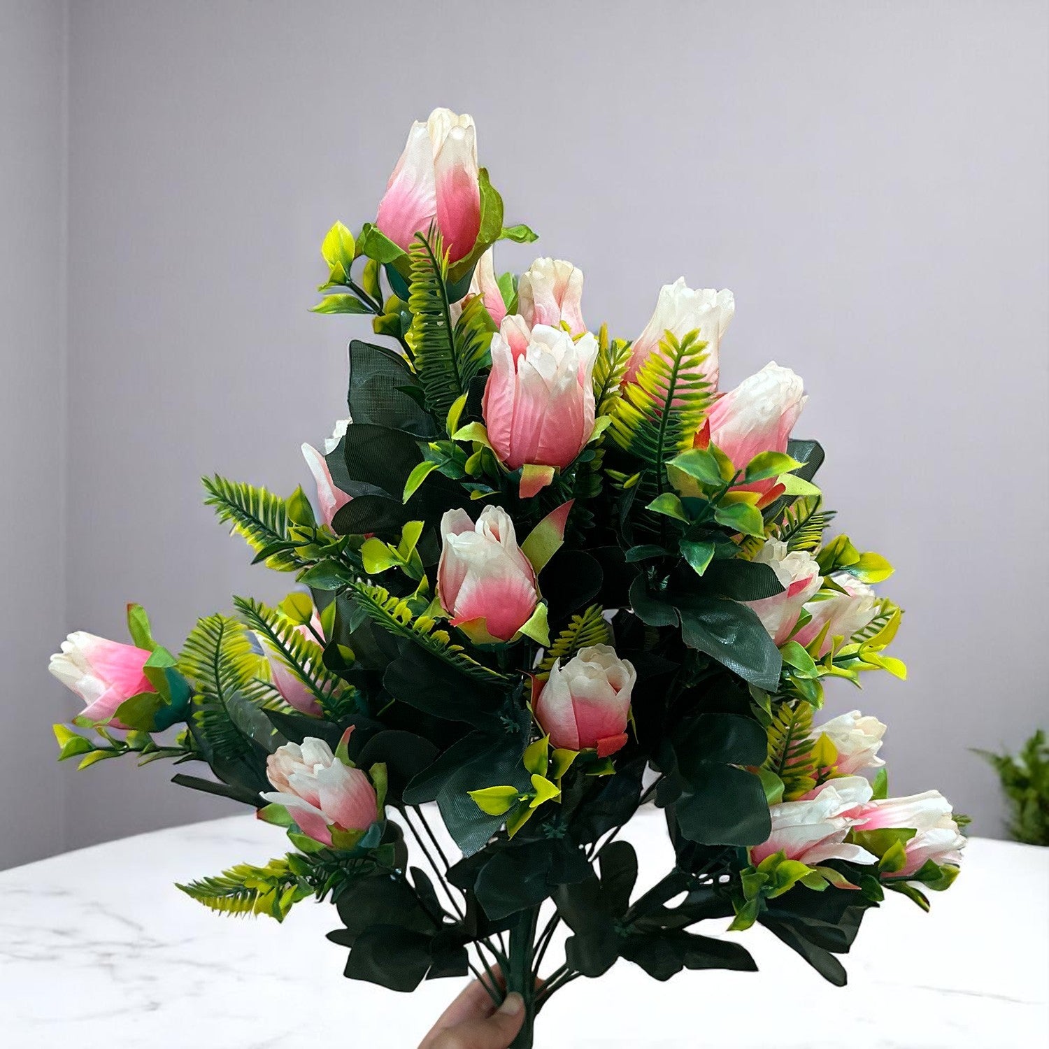 Artificial Flower Rose Bouquets | Fake Flowers Bunch - For Vase, Pot, Home, Balcony, Office Corner, Living Room - 26 Inch - Apkamart #Colour_Multicolor