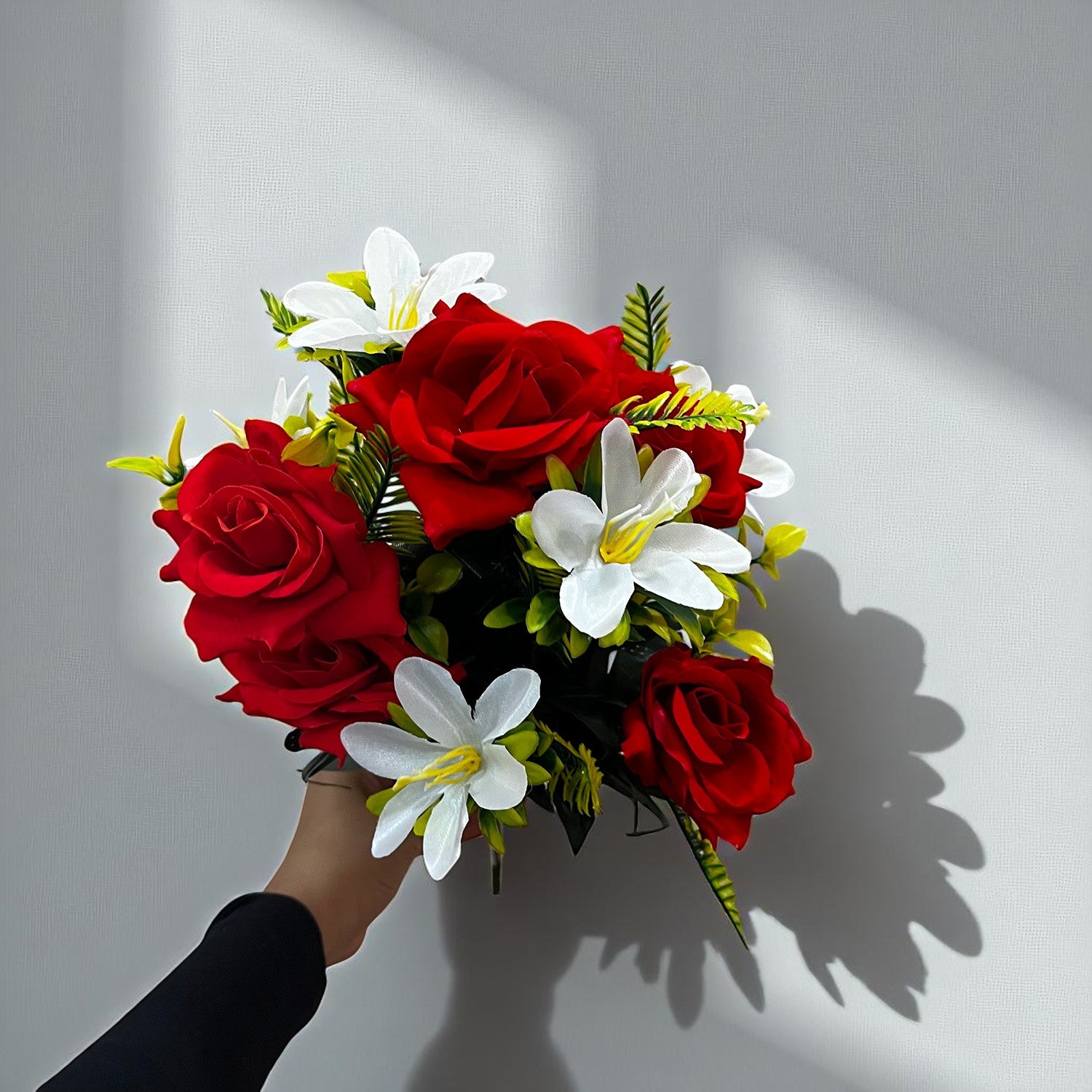 Artificial Flowers Rose Bunches for Vase Pot | Faux Flowers Stem - for Home Decor, Living Room, Office & Festivals Decoration (Vase Not Included) - 16 Inch - Apkamart