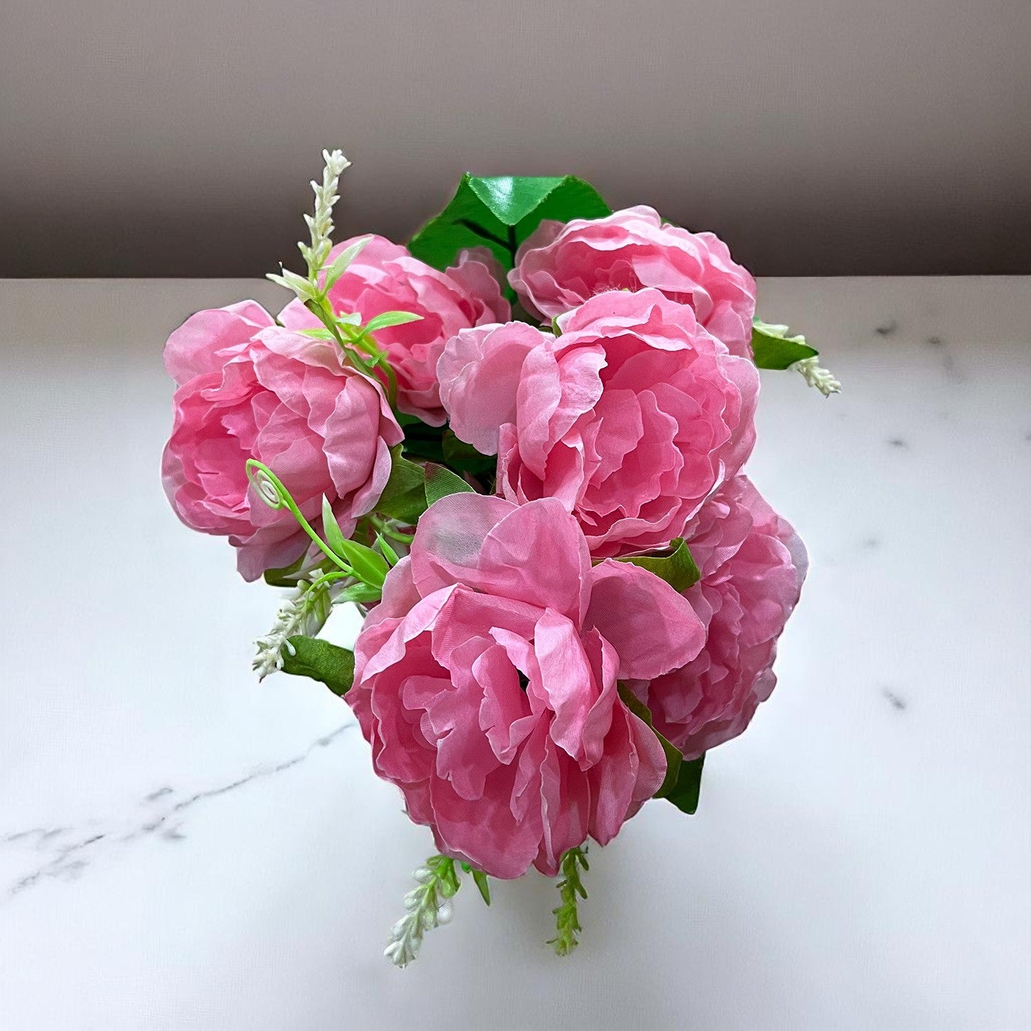 Artificial Flowers Rose Sticks | Faux Flowers Bunch - for Home Decor, Living Room, Office & Festivals Decoration (Vase Not Included) - 15 Inch - Apkamart #Colour_Pink