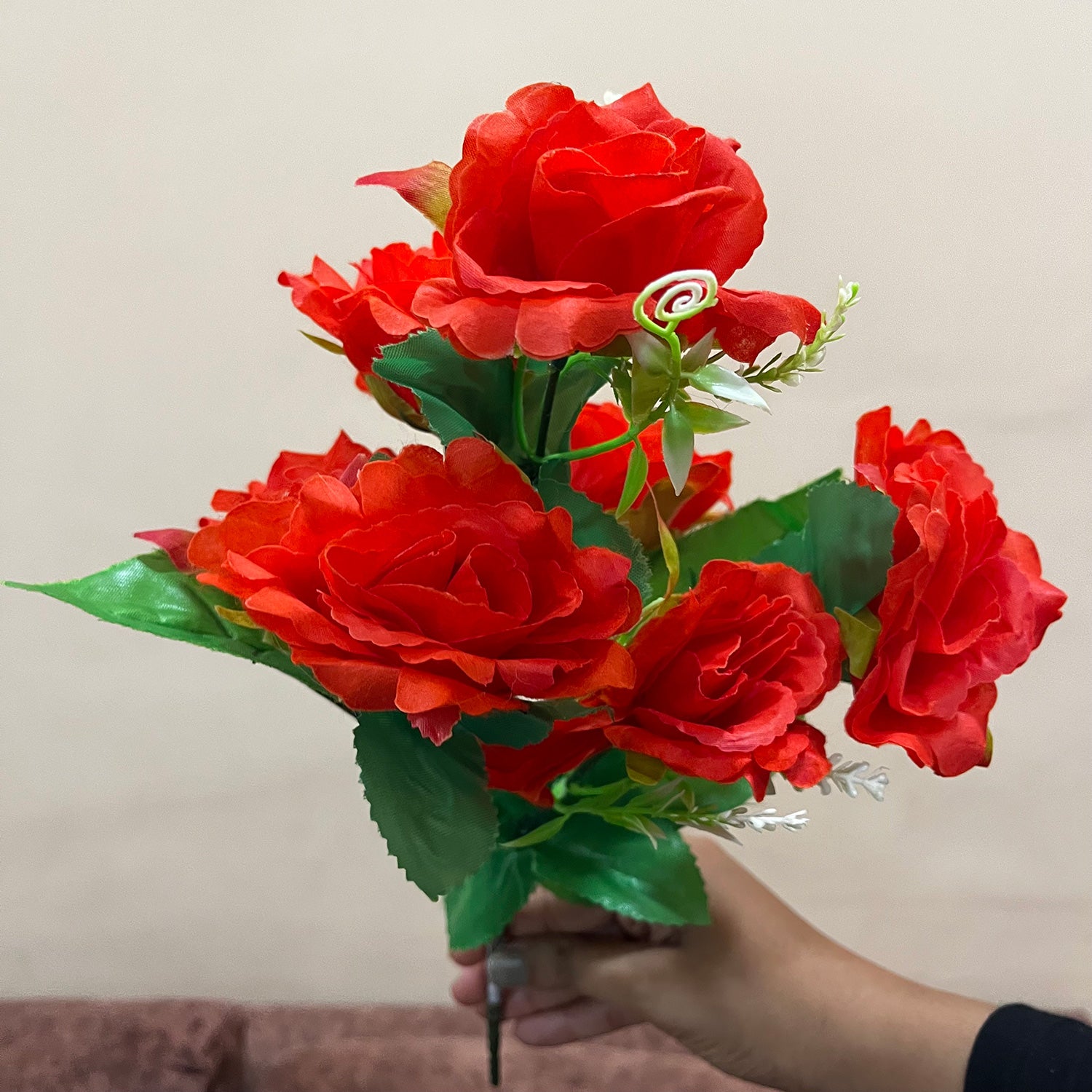 Artificial Flowers Rose | Faux Gulab Flowers Bunch - for Home Decor, Living Room, Office & Festivals Decoration (Vase Not Included) - 15 Inch  Apkamart #Colour_Red