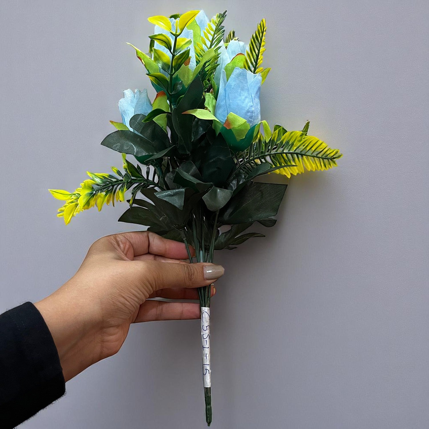 Artificial Flowers Rose Bunches for Vase Pot | Faux Flowers Stem - for Home Decor, Living Room, Office & Festivals Decoration (Vase Not Included) - 14 Inch - Apkamart #Colour_Blue