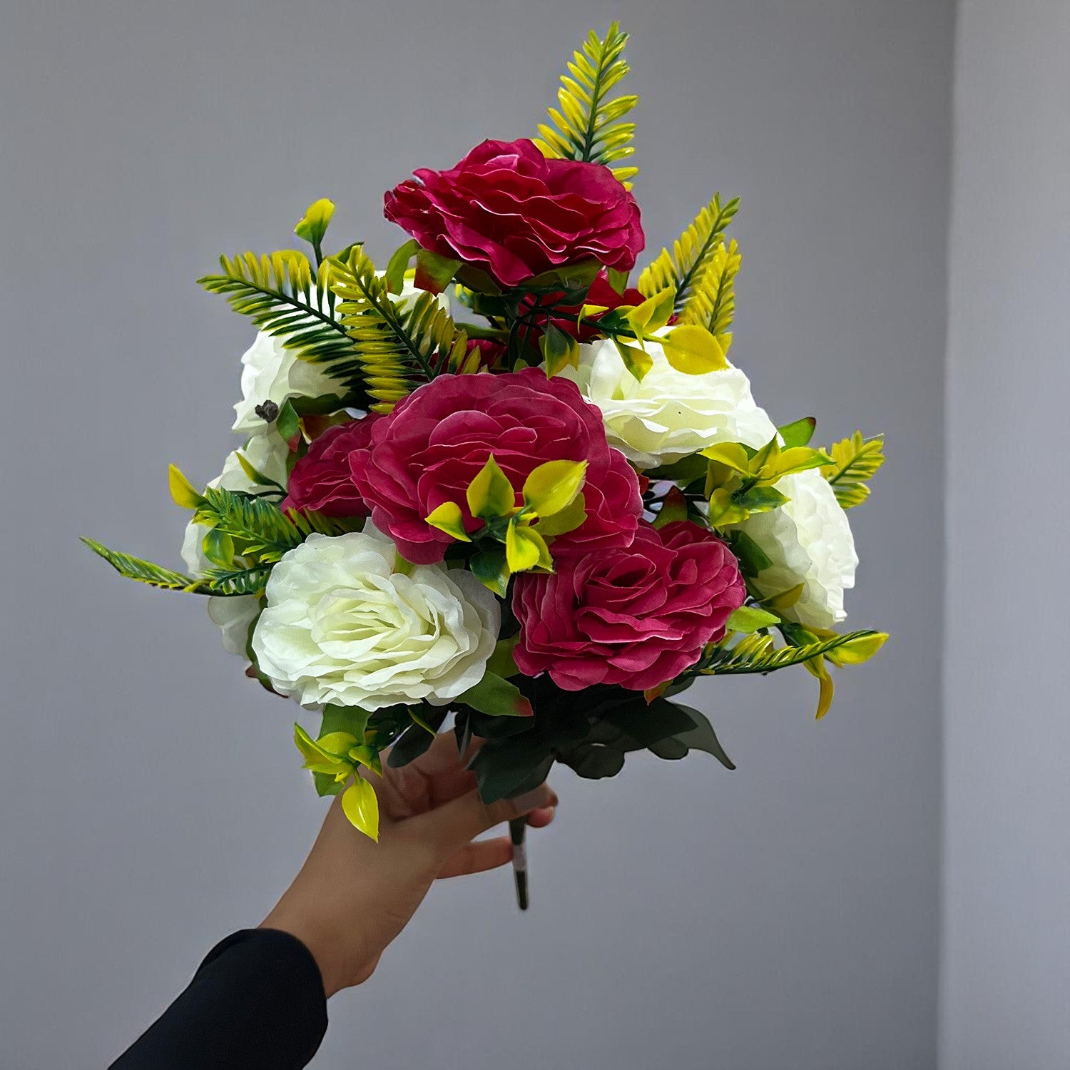 Artificial Flowers Rose Bunches for Vase Pot | Faux Flowers Stem - for Home Decor, Living Room, Office & Festivals Decoration (Vase Not Included) - 16 Inch - Apkamart #Style_Design 2