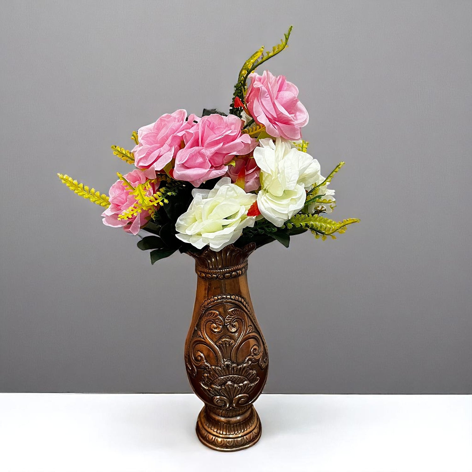 Artificial Flowers Rose Bunches for Vase Pot | Faux Flowers Stem - for Home Decor, Living Room, Office & Festivals Decoration (Vase Not Included) - 16 Inch - Apkamart #Style_Design 1