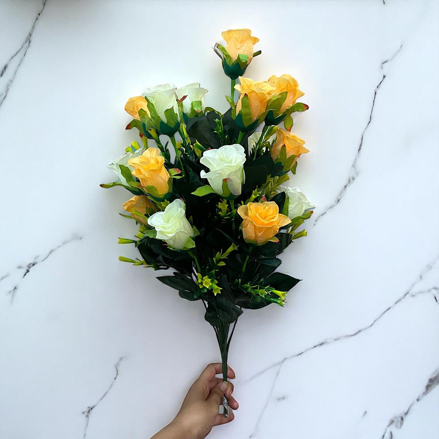 Artificial Flower Bouquets | Faux Flowers Bunch - for Table Vase, Pot, Home Decor, Living Room, Side Table Centerpiece - 29 Inch - Apkamart #Style_Design 3