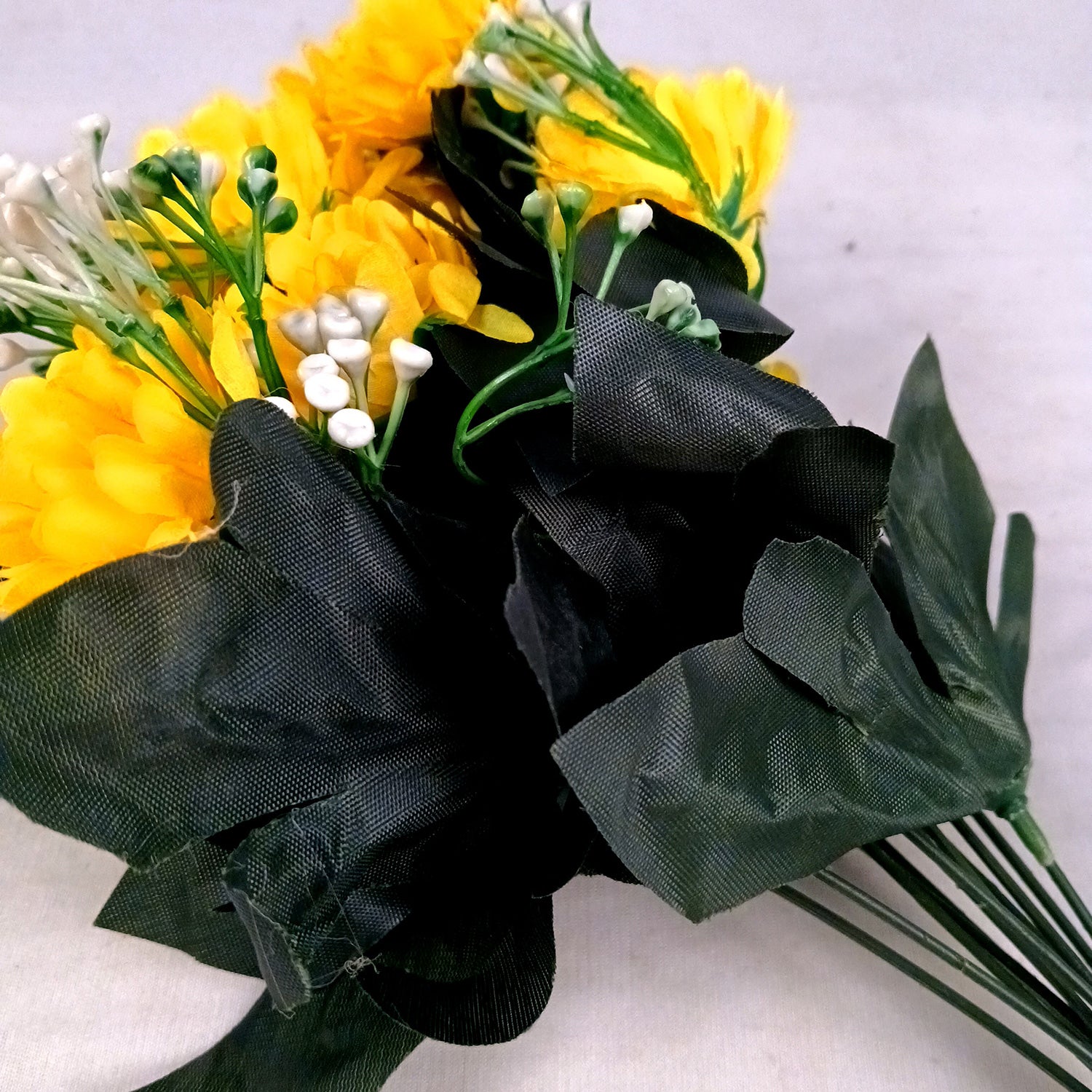 Artificial Flower Bouquet | Faux Flowers & Plants Bunch - for Table Vase, Pot, Home Decor, Living Room, Side Table Center piece Decoration - Apkamart #Color_Yellow