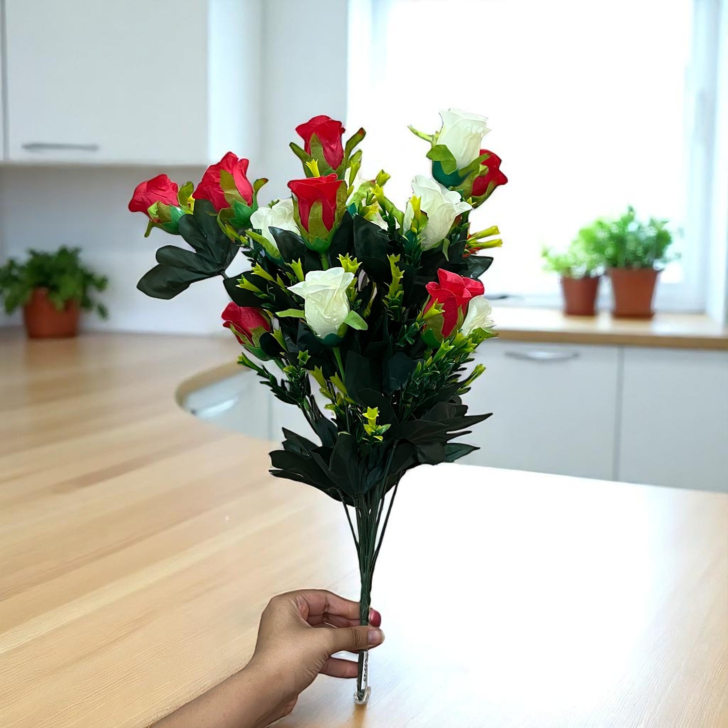 Artificial Rose Flower Bouquets | Faux Flowers Bunch - for Table Vase, Pot, Home Decor, Side Table Centerpiece - 29 Inch - Apkamart #Style_Design 3