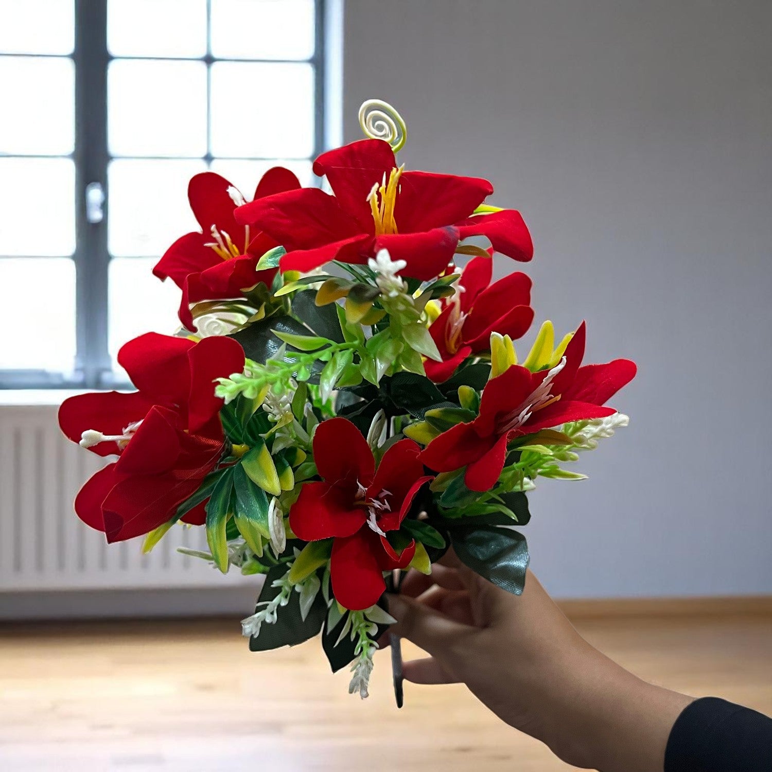 Artificial Flowers Bunches for Vase Pot | Faux Flowers Stem - for Home Decor, Living Room, Office & Festivals Decoration (Vase Not Included) - 14 Inch - Apkamart