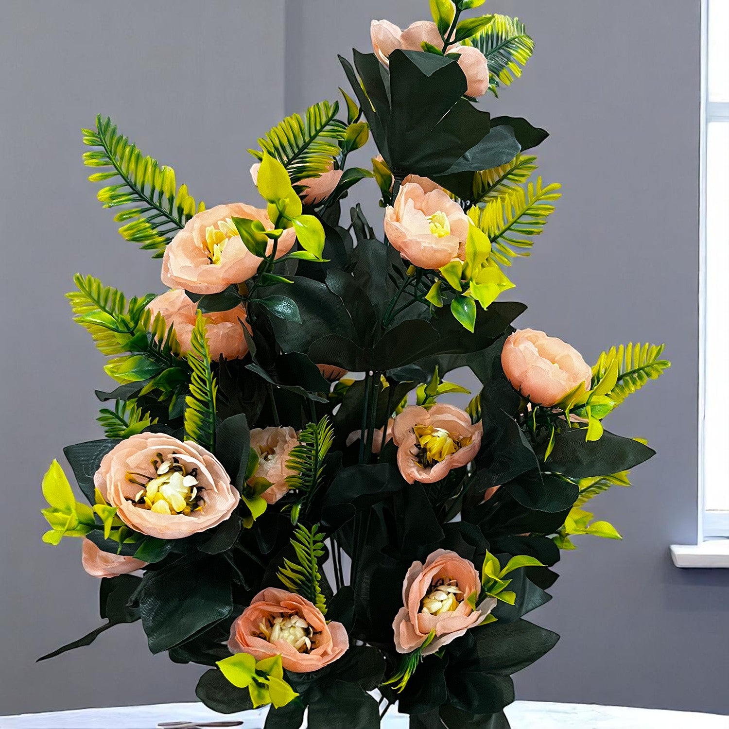 Artificial Flower Bouquets | Fake Flowers Bunch - for Vase, Home, Bedroom, Balcony, Office Corner, Living Room Decoration (Vase Not Included) - 26 Inch - Apkamart #Colour_Orange