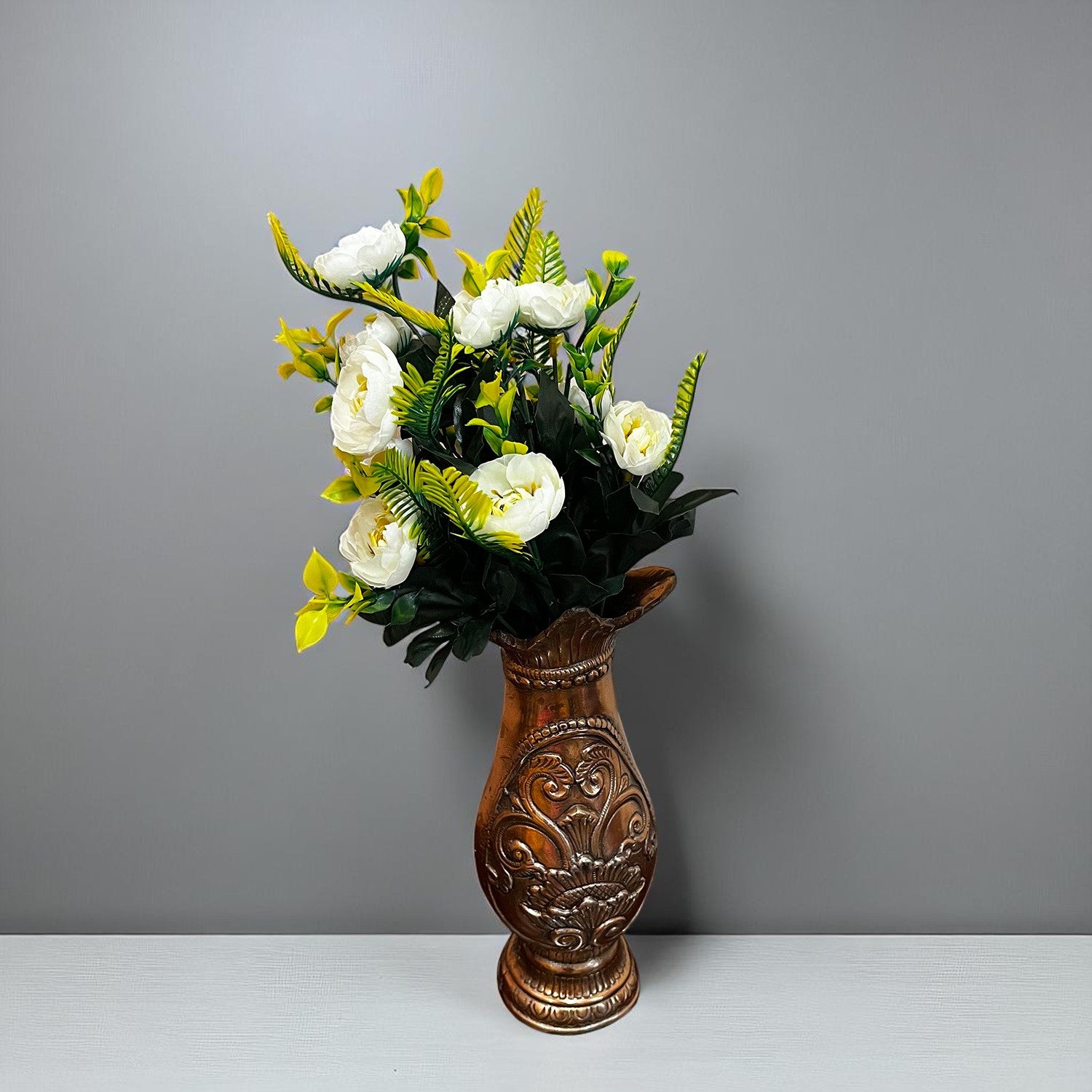 Artificial Flower Plant With Fruits | Decorative Flowers Bunch & Stems - for Table Vase, Pot, Home Decor, Living Room, Side Table Centerpiece & Festival Decoration - Apkamart #Color_White