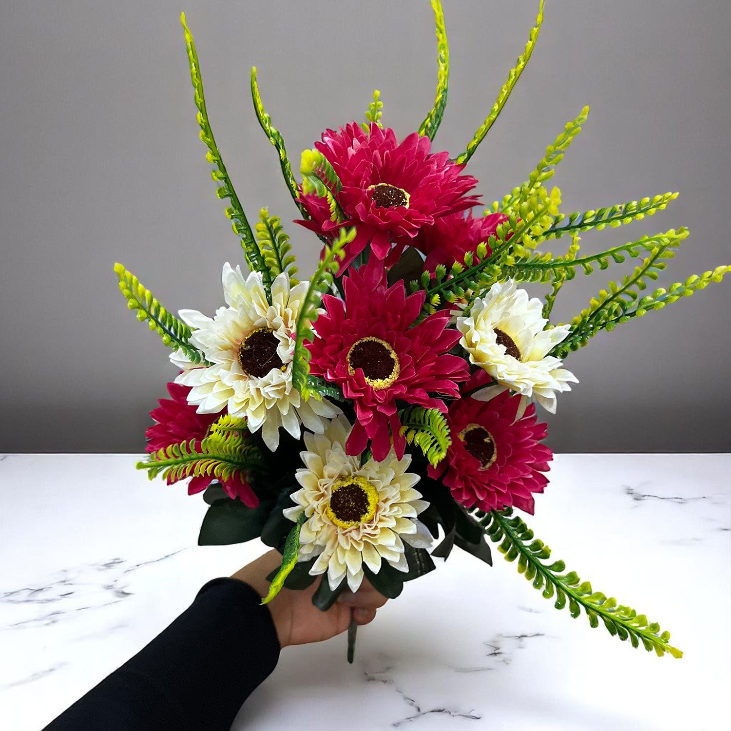 Artificial Flowers - Gerbera Daisy Bunches | Faux Flower Sticks - for Home Decor, Living Room, Office & Festivals Decoration (Vase Not Included) - 14 Inch - Apkamart #Style_Design 2