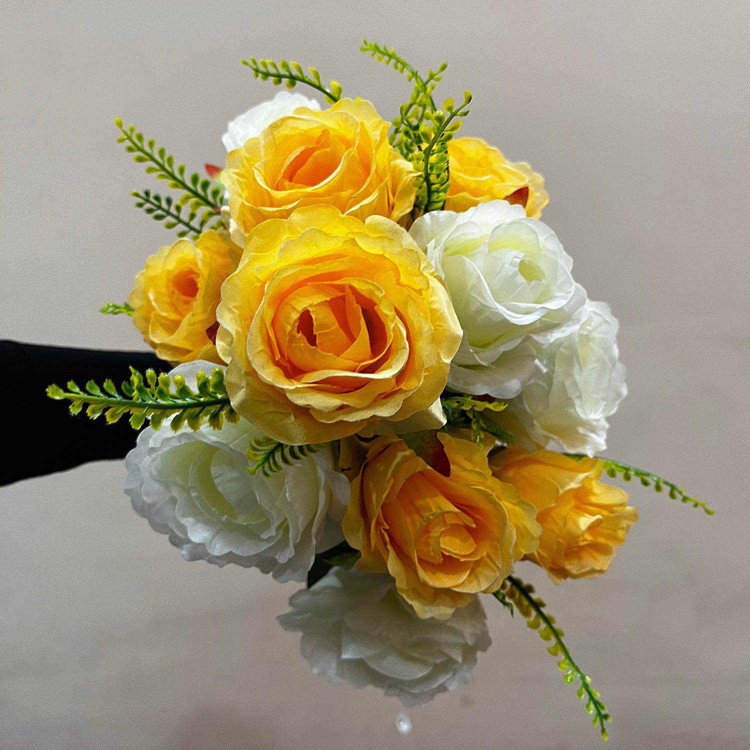 Artificial Flower Plant - Cherry Blossom | Decorative Flowers Bunch & Stems - for Table Vase, Pot, Home Decor, Living Room, Side Table Centerpiece & Festival Decoration - Apkamart #Color_Peach & White