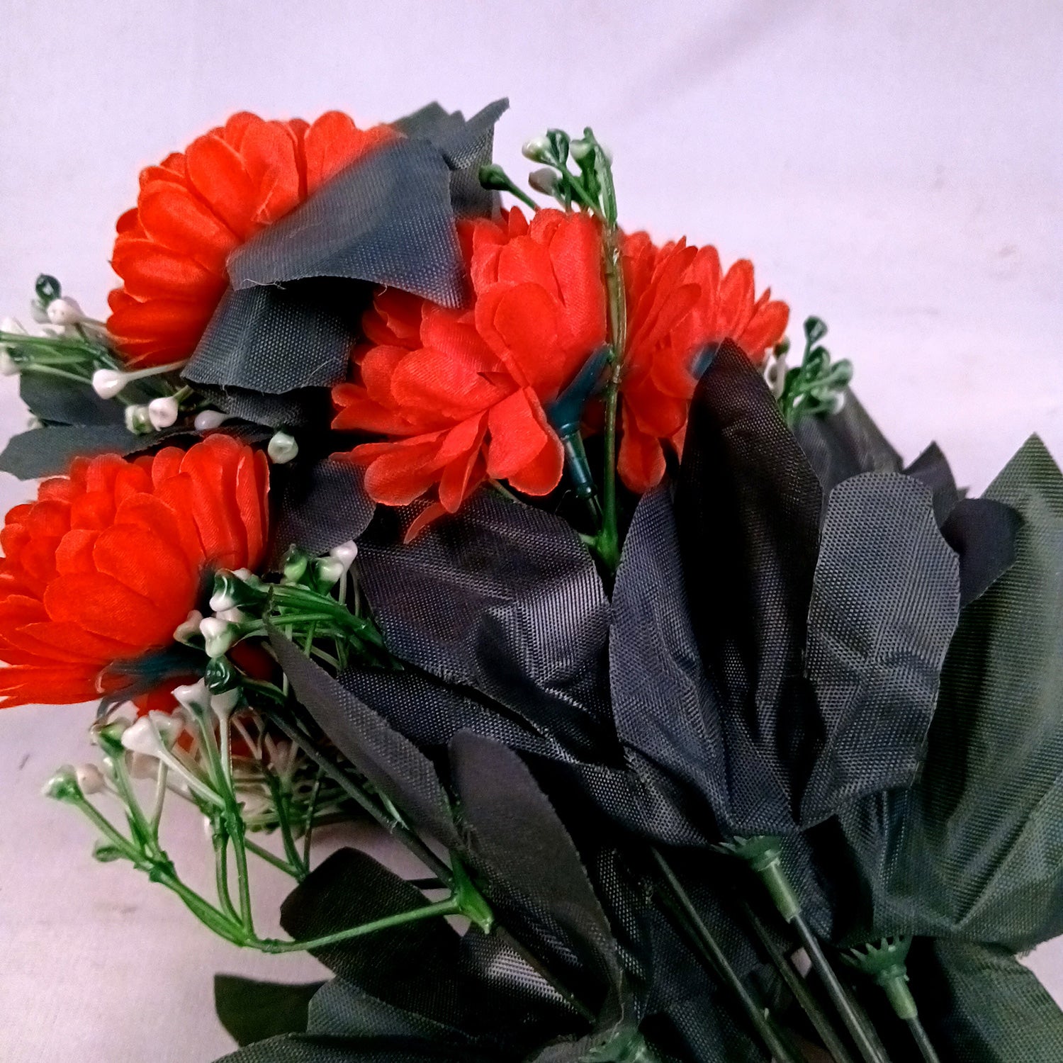 Artificial Flower Plant With Vase Pot | Decorative Flowers Bunch & Stems - for Table Vase, Pot, Home Decor, Living Room, Side Table Centerpiece & Festival Decoration - Apkamart #Colour_Red